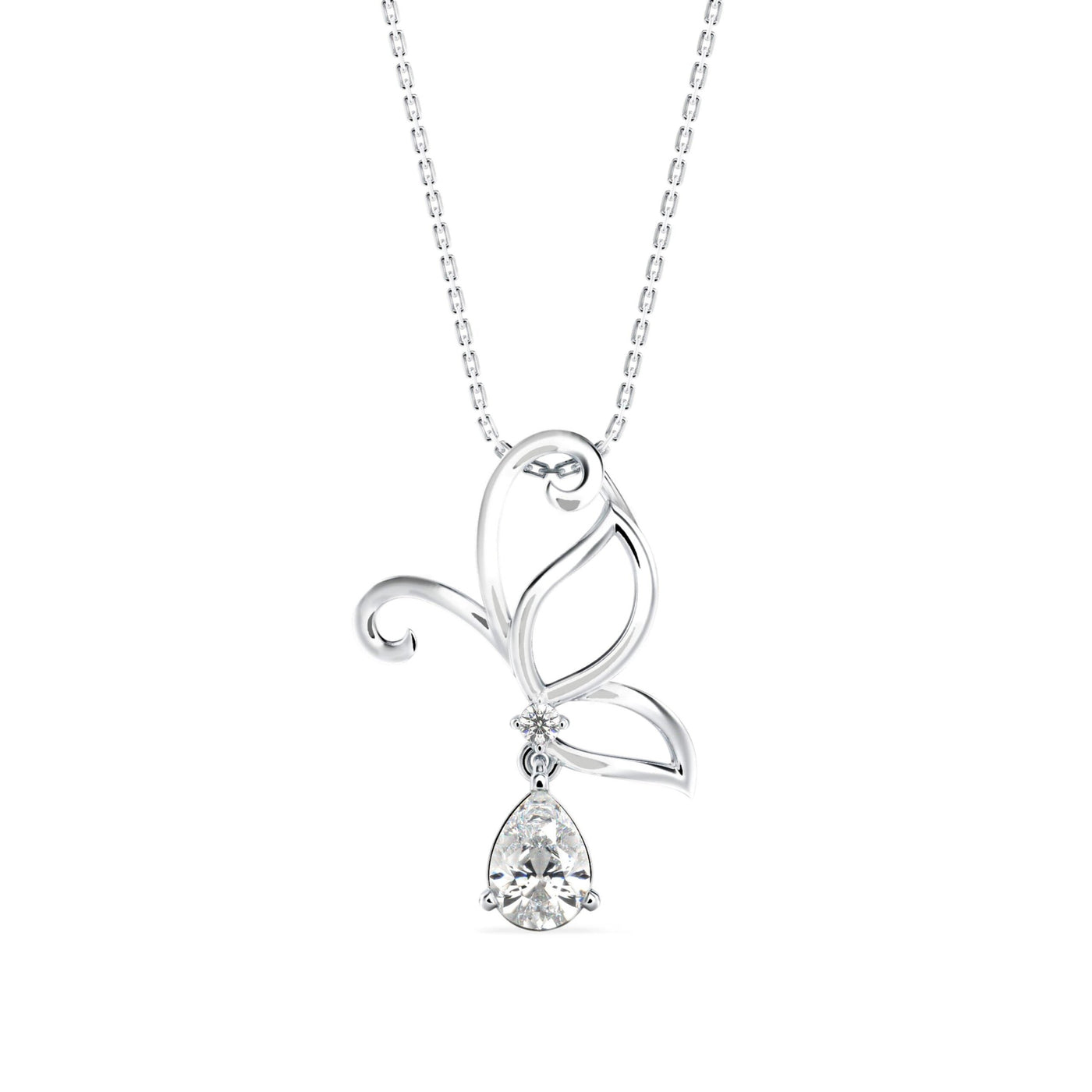 Half Winged Lab Grown Diamond Drop Pendant 9KT