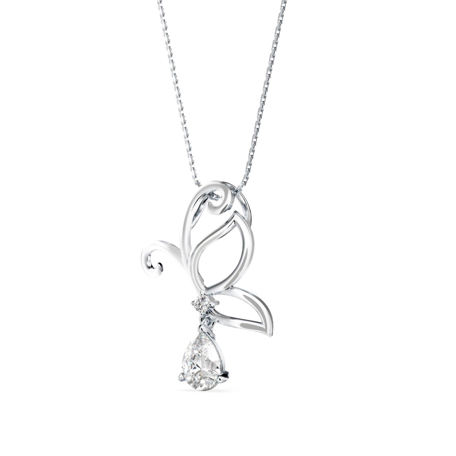 Half Winged Diamond Drop Pendant Right view