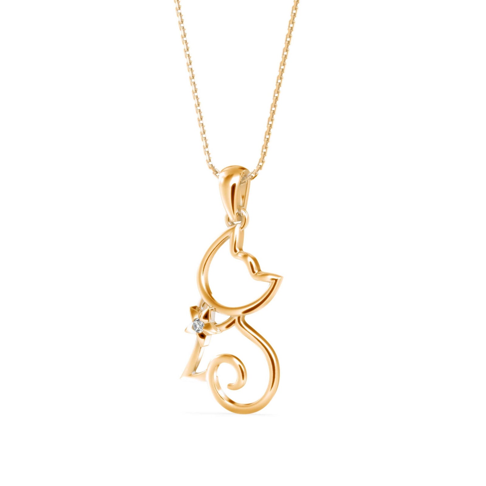 Kitty Cat Lab Grown Diamond Pendant_in-stock