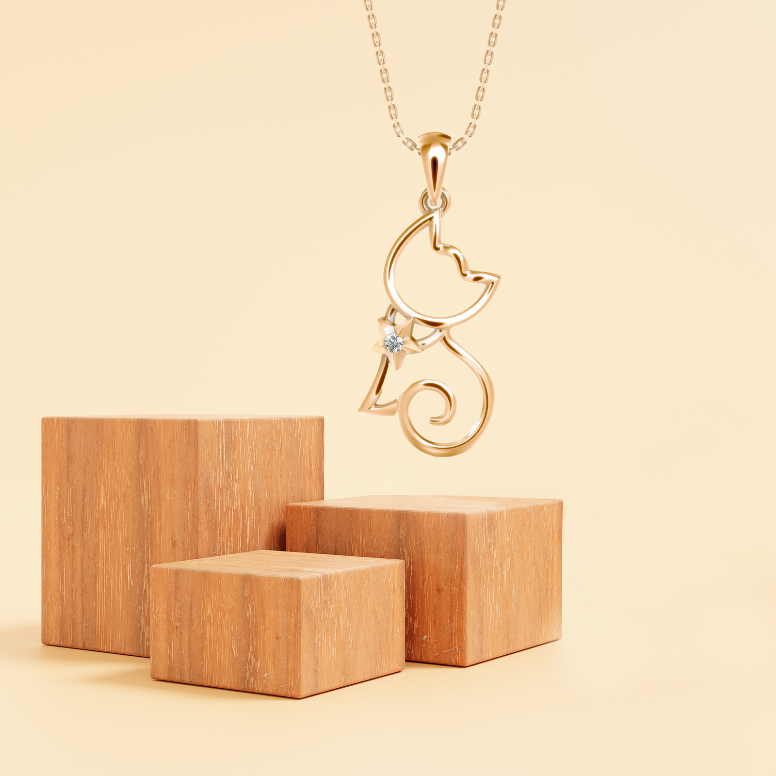 Kitty Cat Diamond Pendant Prospective View
