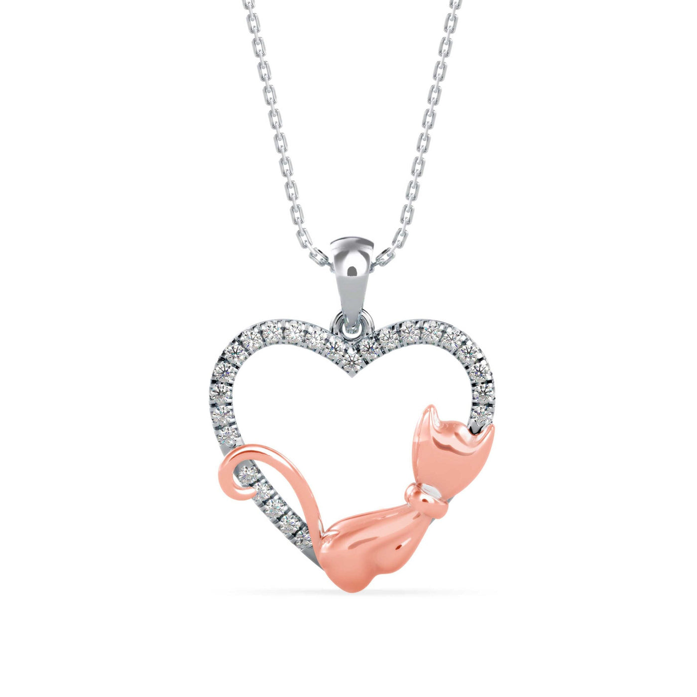 Whiskered Love Cat Lab Grown Diamond Pendant 9KT