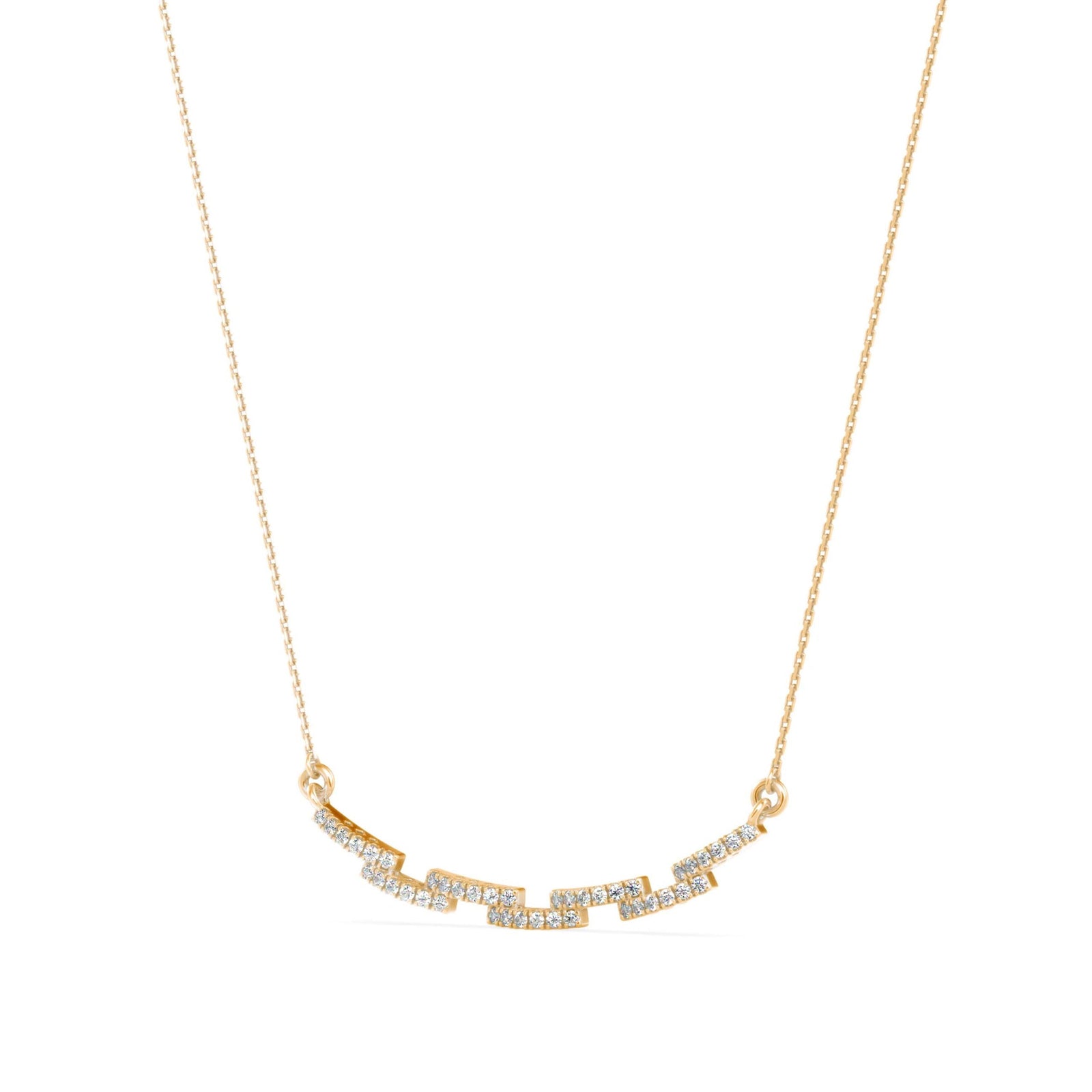 Sleek Diamond Necklace Front View in 9KT