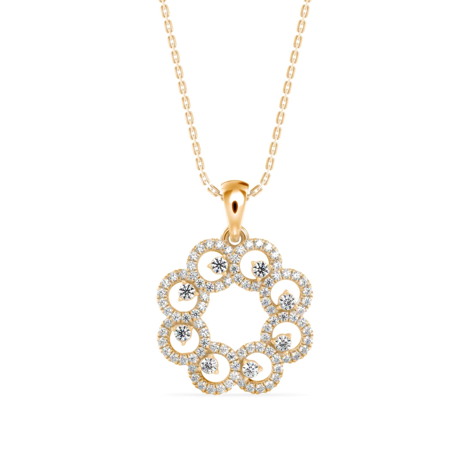 Floral Bloom Diamond Pendant Front View
