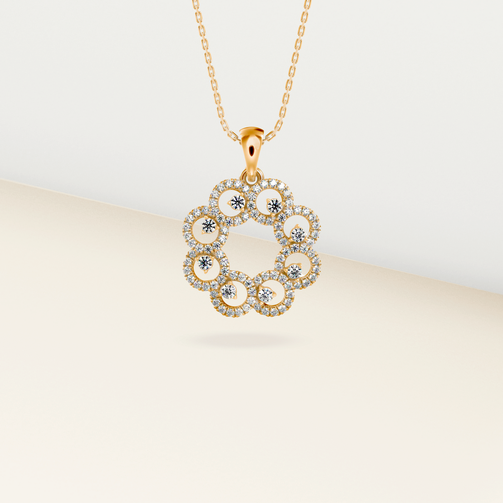 Floral Bloom Diamond Pendant Prospective View