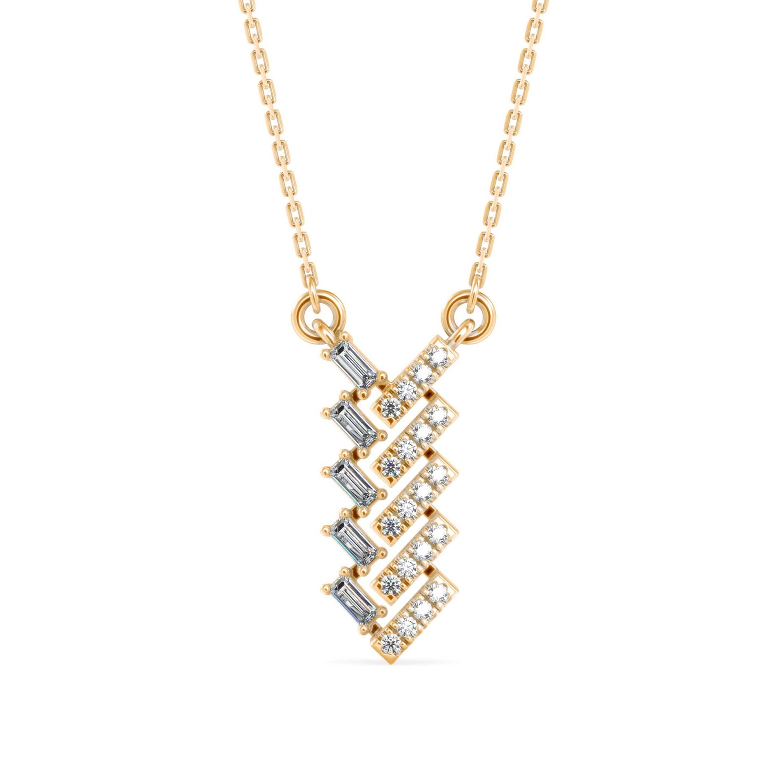 Baguette Bar Twist Diamond Necklace Front view