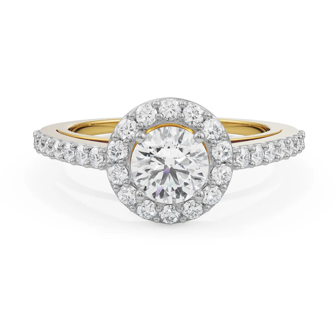 Alisen Round Halo Lab Grown Diamond Solitaire Ring