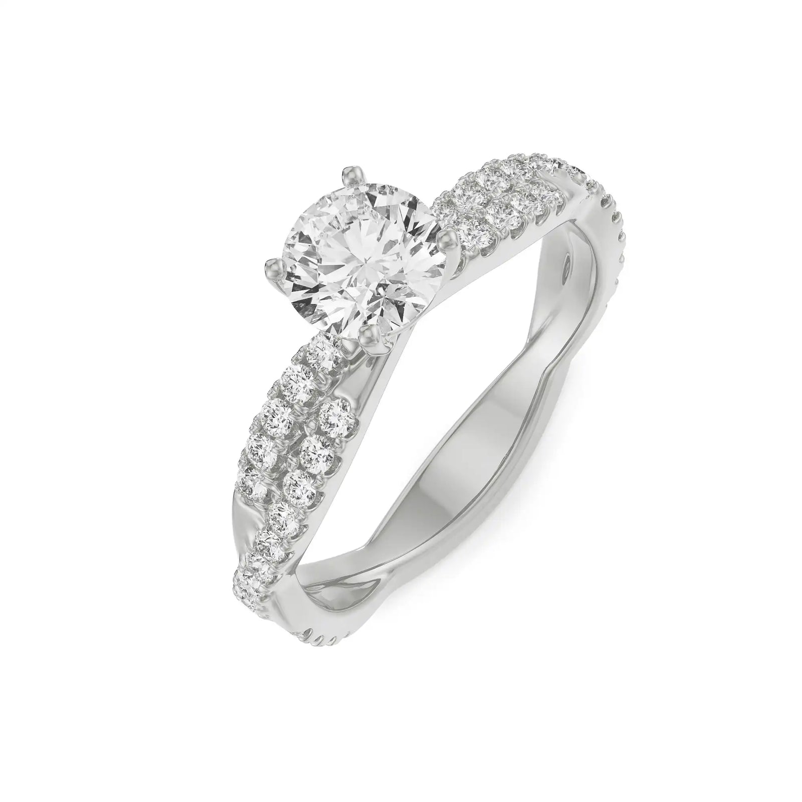 Alia Twisted Band Solitaire Ring Top View