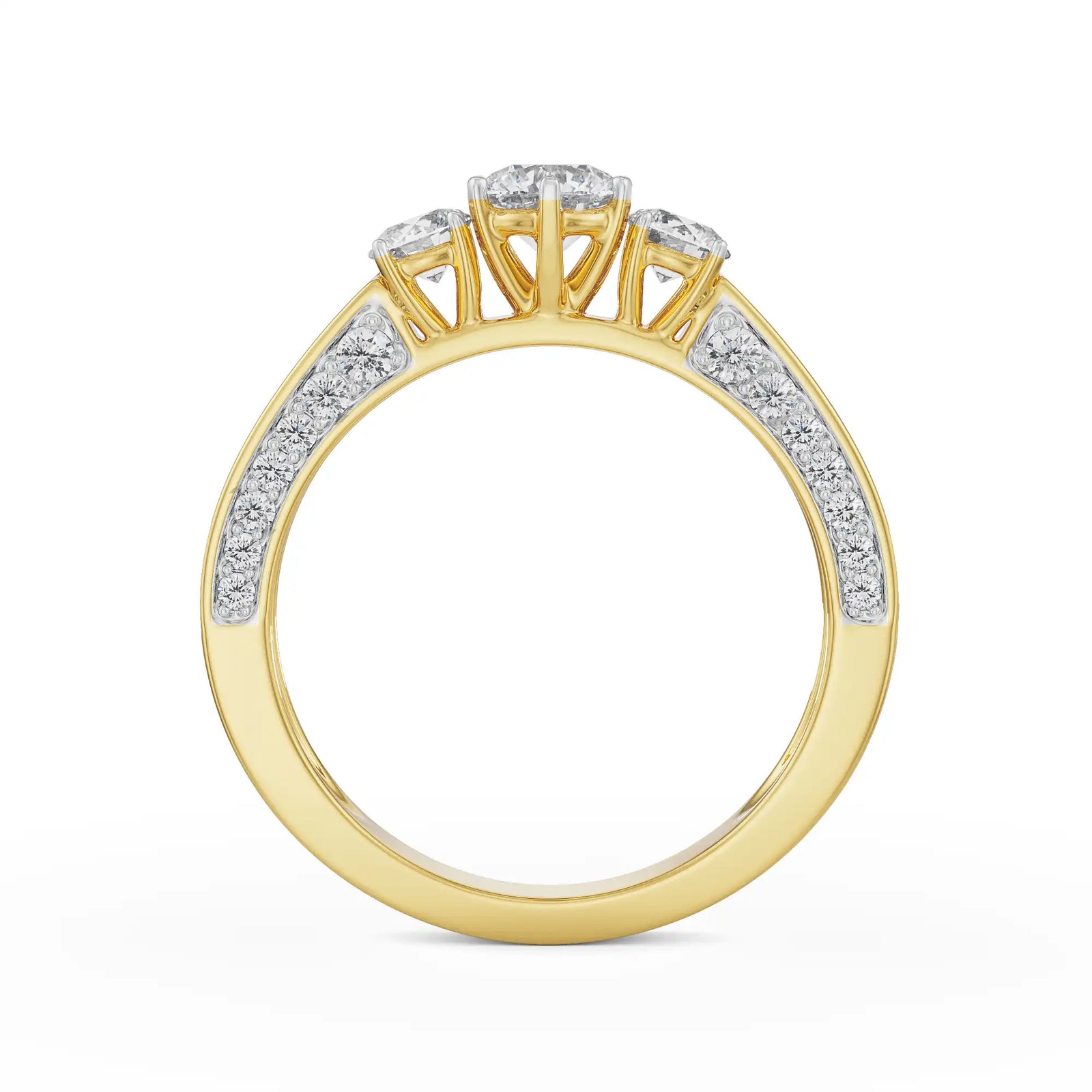 Three Stone Jessie Diamond Ring Side View