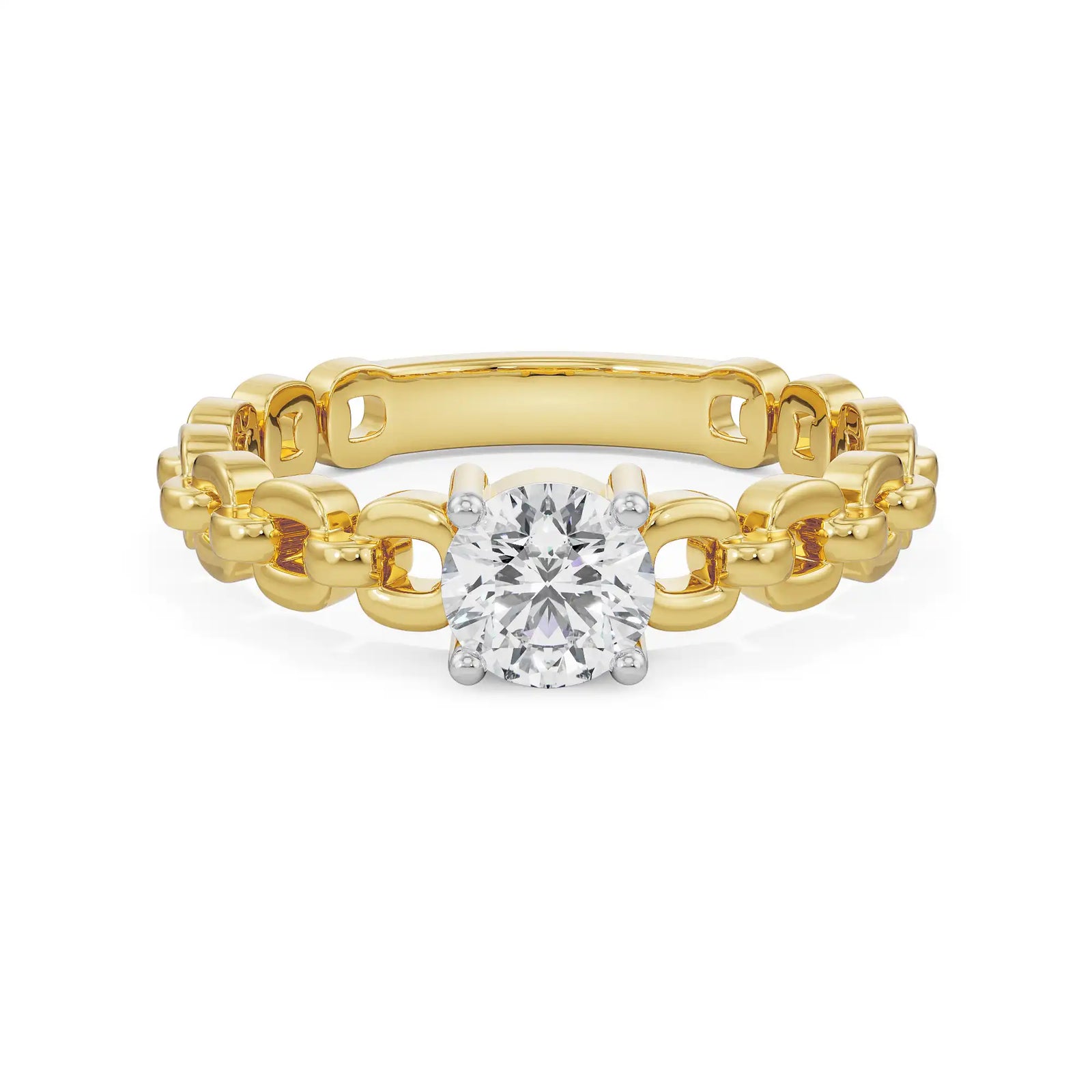 Chain Solitaire Diamond Ring Front View