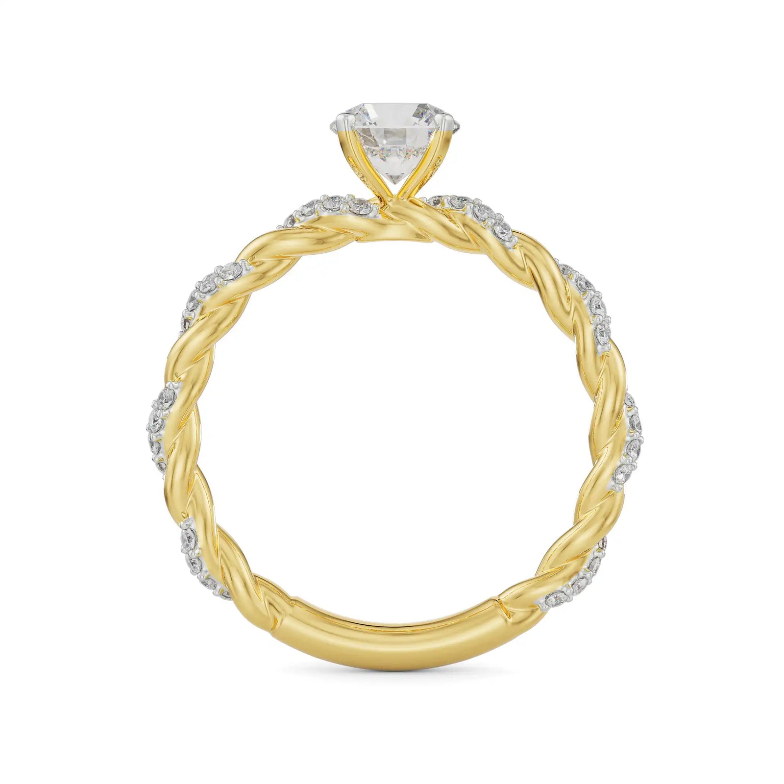 Solitaire Twist Engagement Ring Side View
