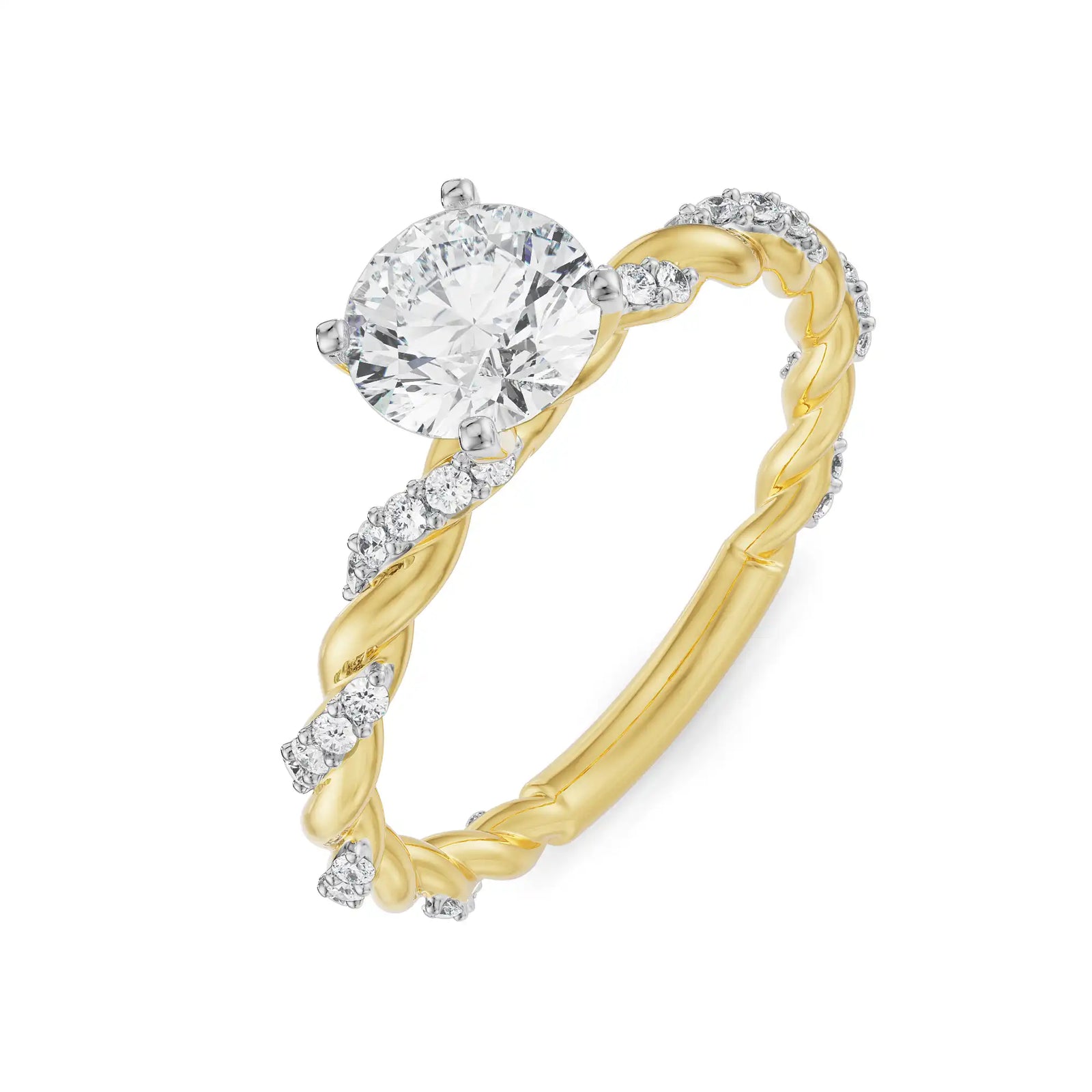 Solitaire Twist Engagement Ring Top View