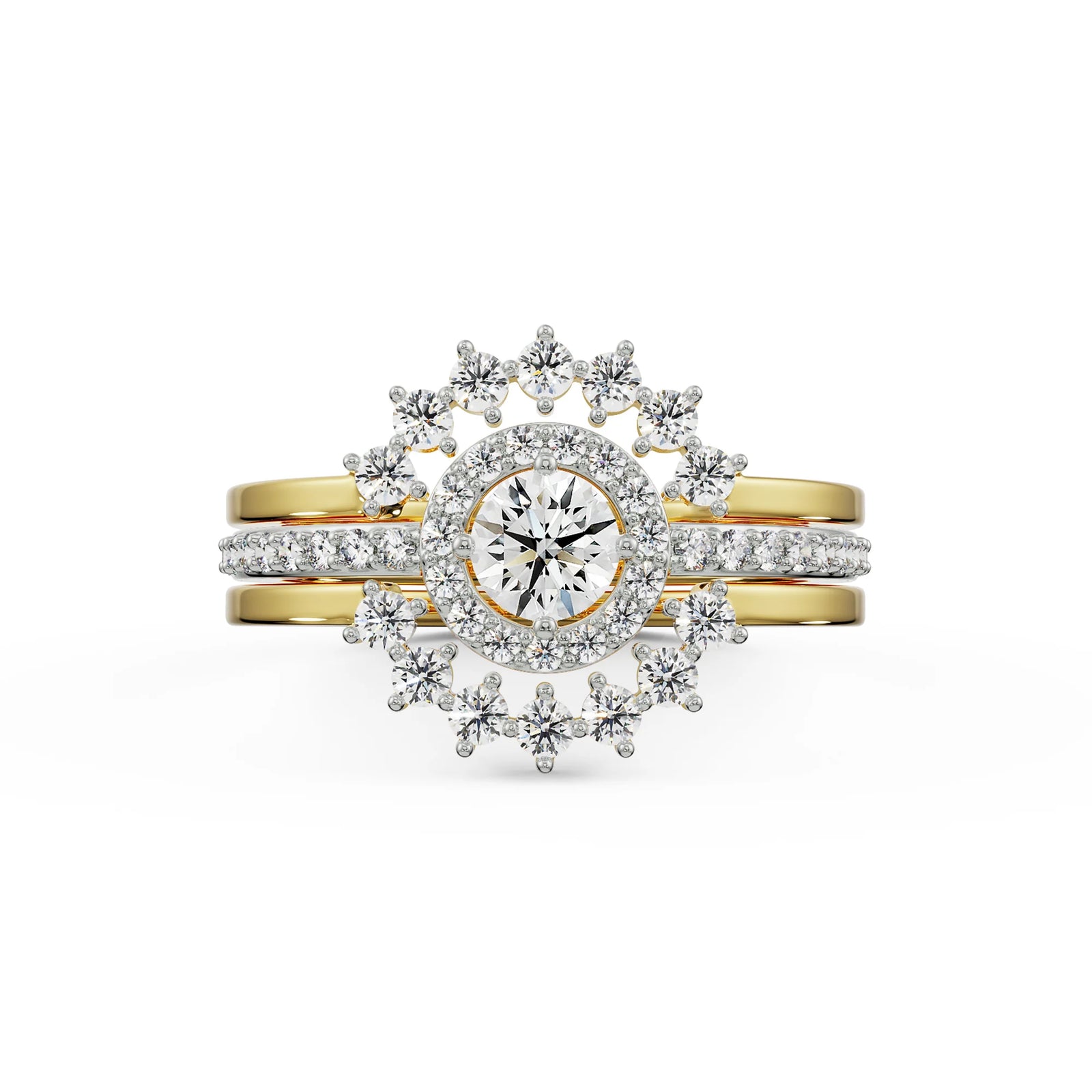 Solitaire Sunflower Diamond Ring Front View