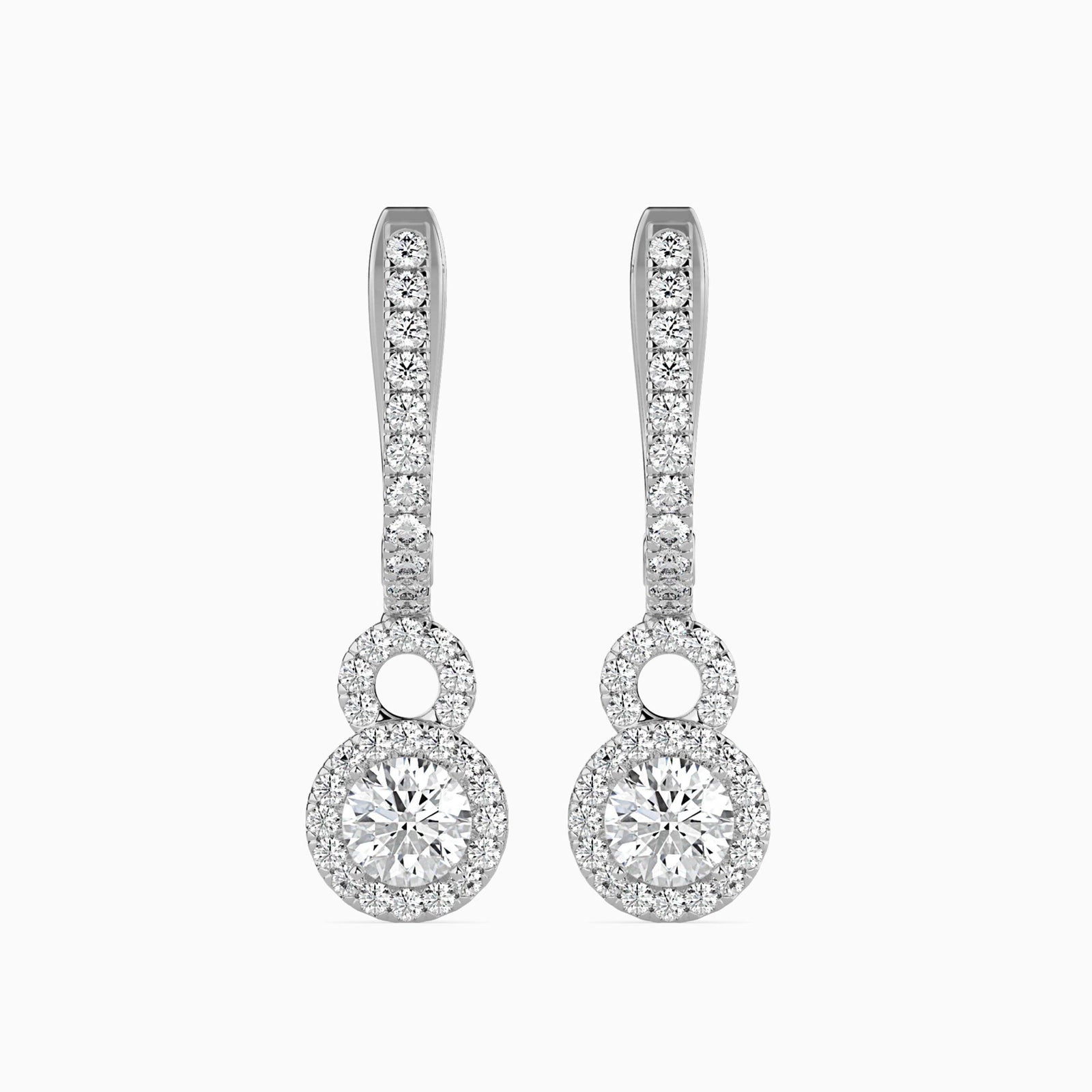 Diamond Droplet Earrings Front view in 9KT