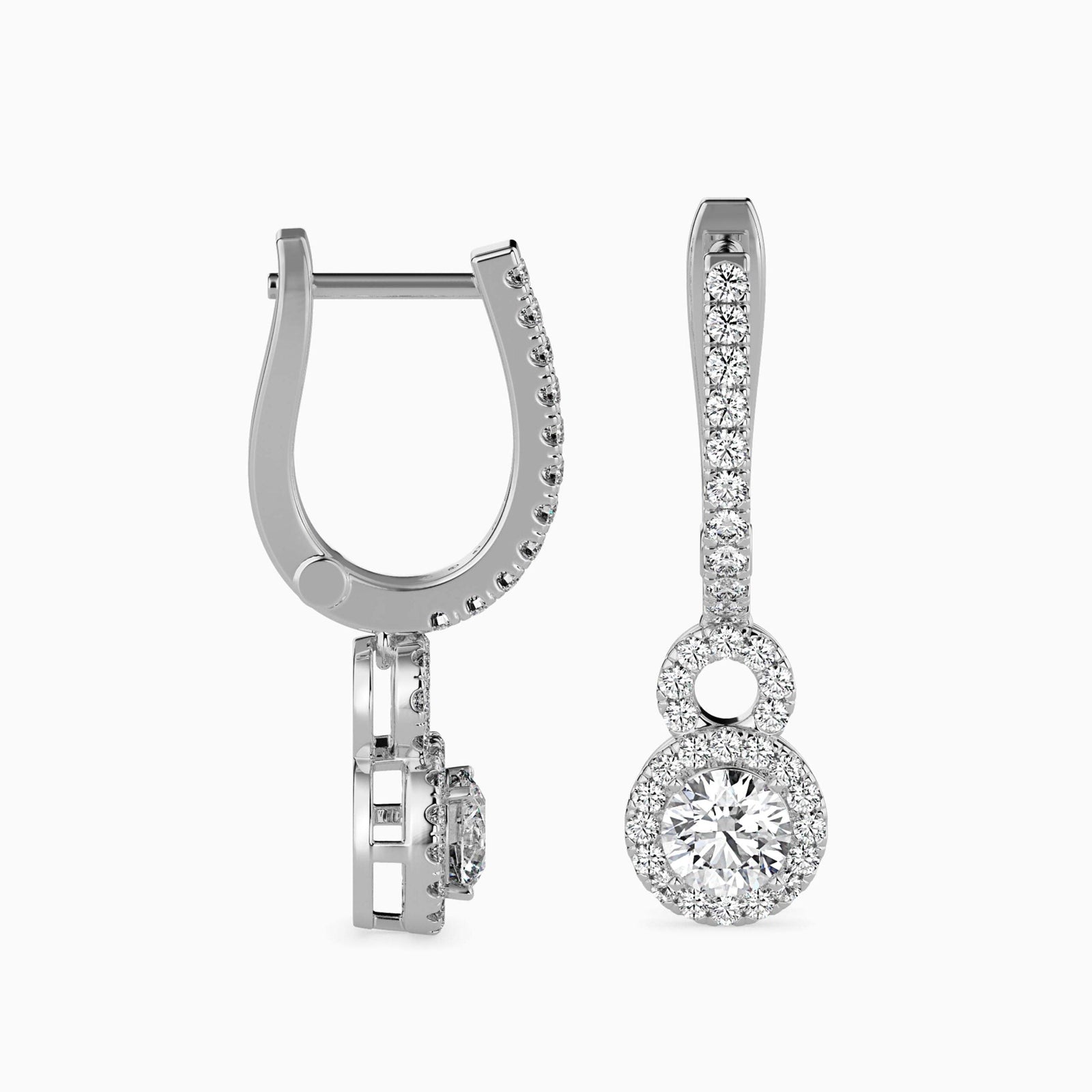 Diamond Droplet Earrings Prospective view