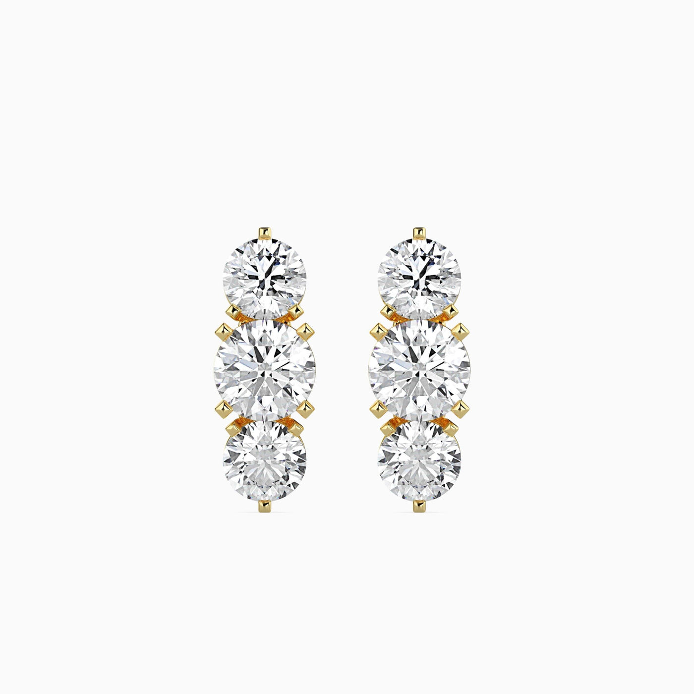 Three Stone Diamond Earrings 9KT