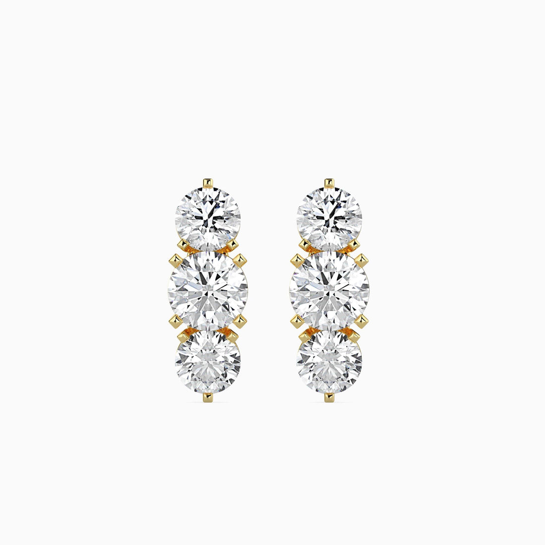 Three Stone Diamond Earrings