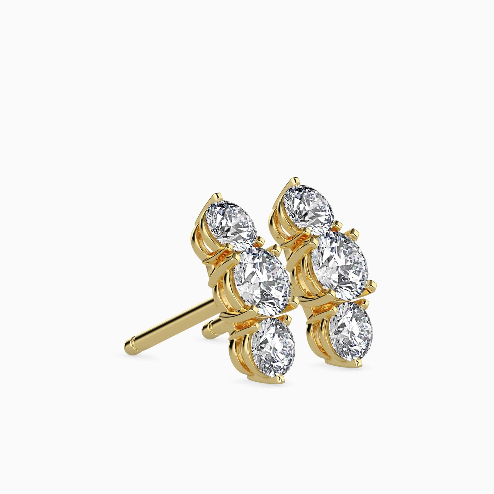 Three Stone Diamond Earrings Side view