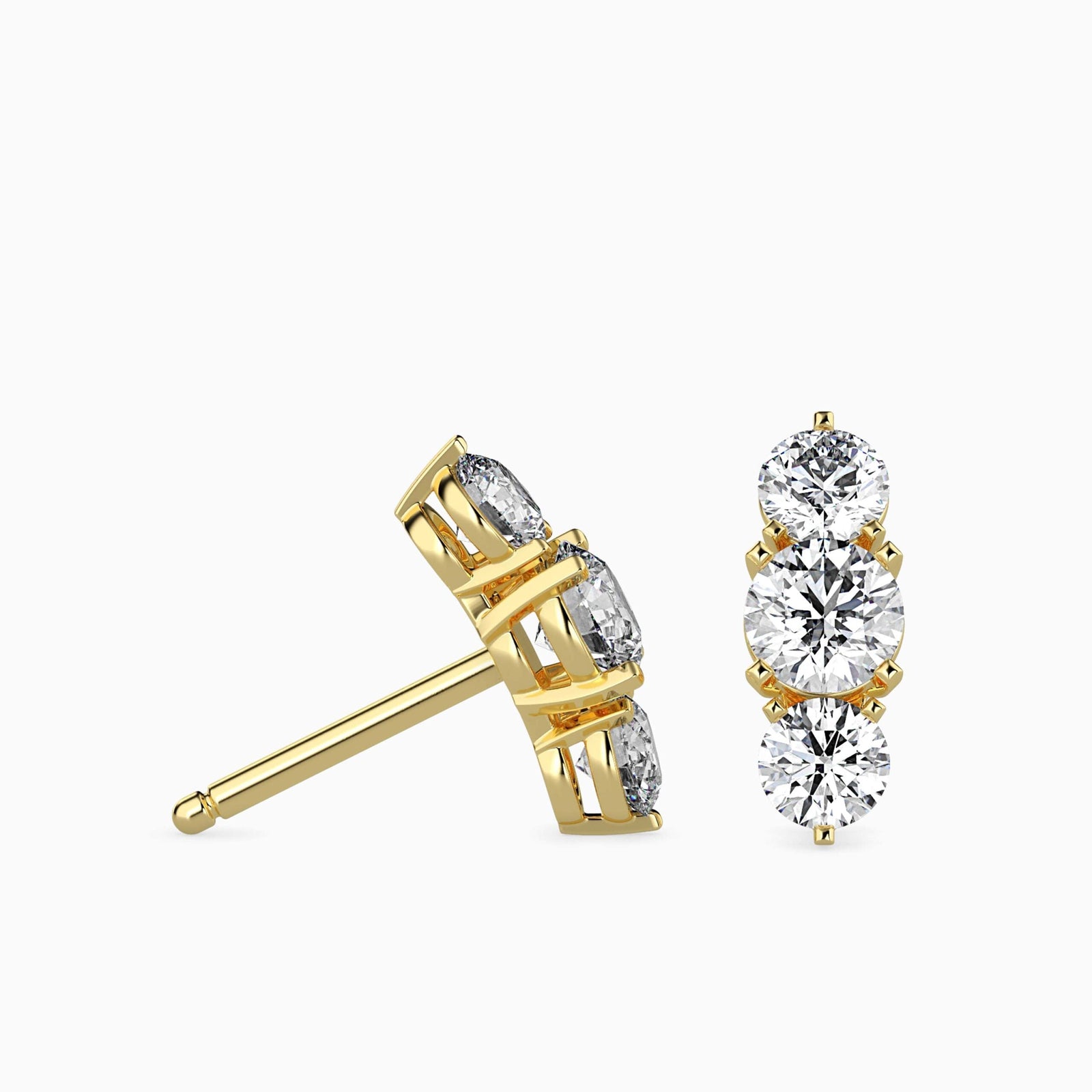 Three Stone Diamond Earrings Prospective view