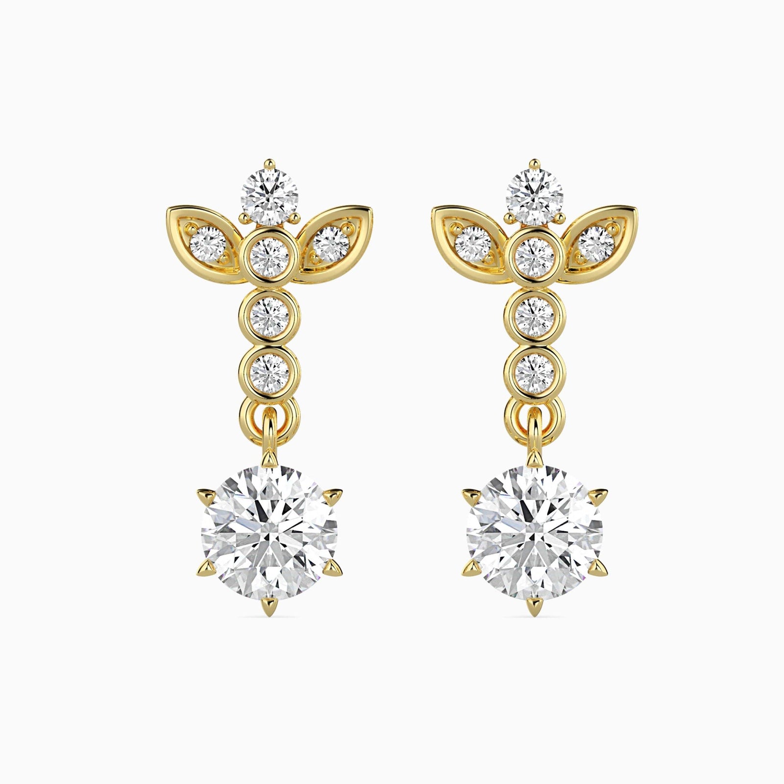 Dazzling Descent Diamond Earrings Front view in 9KT