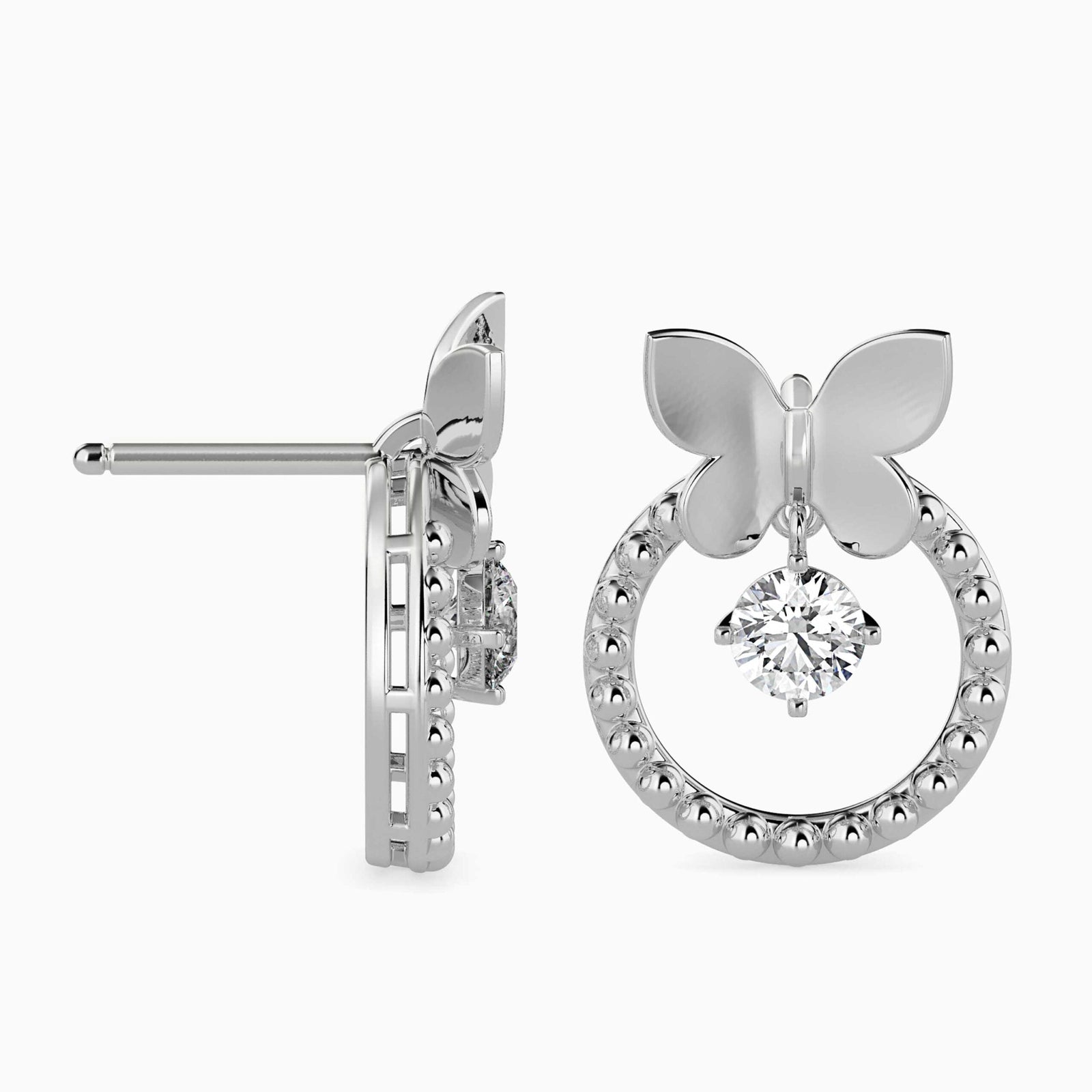 Radiant Butterfly Diamond Earrings Prospective View