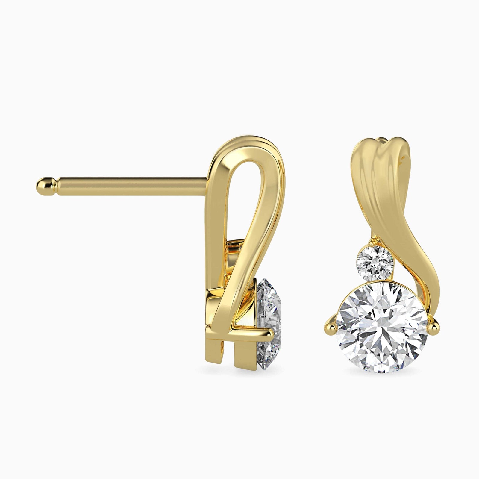Diamond Melodic Solitaire Earrings Prospective view