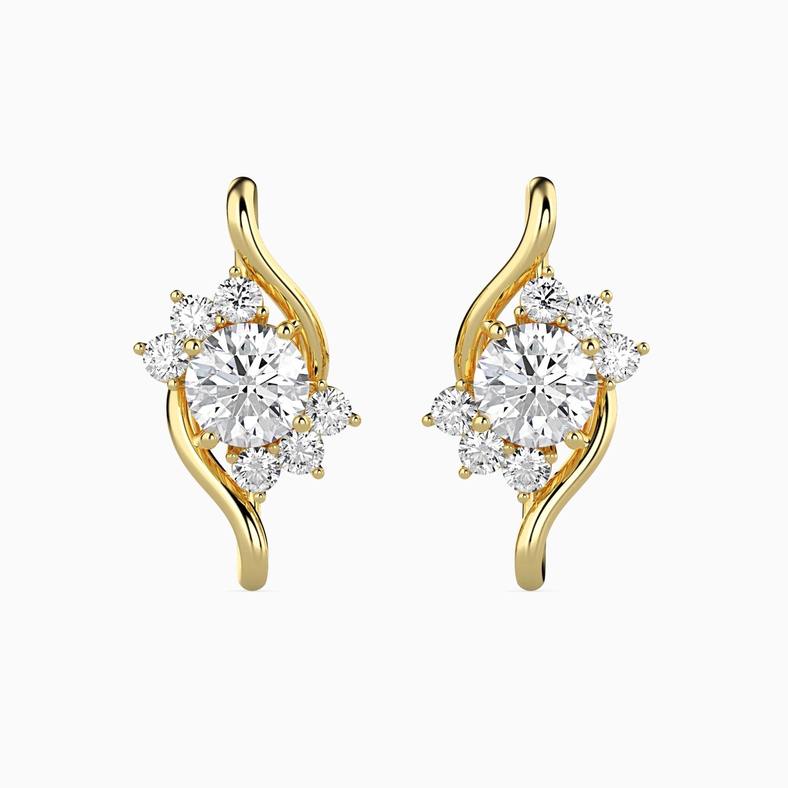 Timeless Floral Diamond Earrings Front view in 9KT