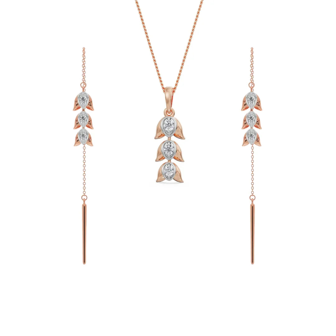 Sui Dhaga Diamond Pendant Set - Front View