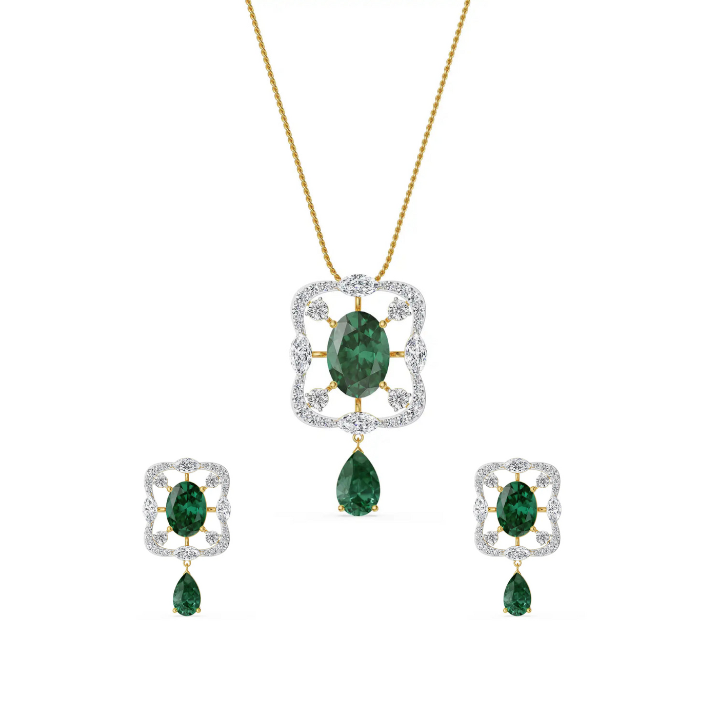 Romi Emerald Lab Grown Diamond Pendant Set