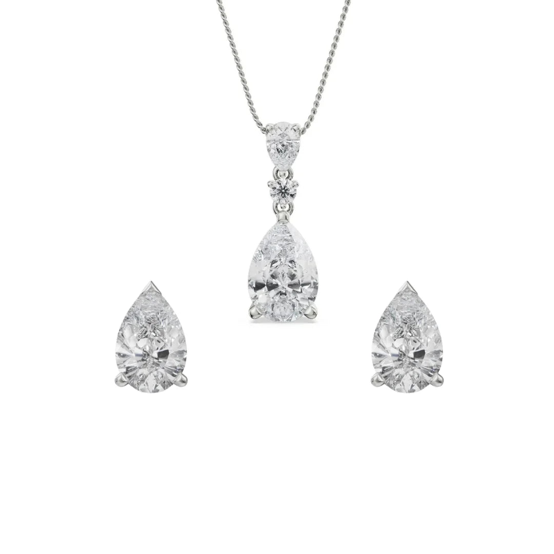 Pear Lab Grown Diamond Pendant Set