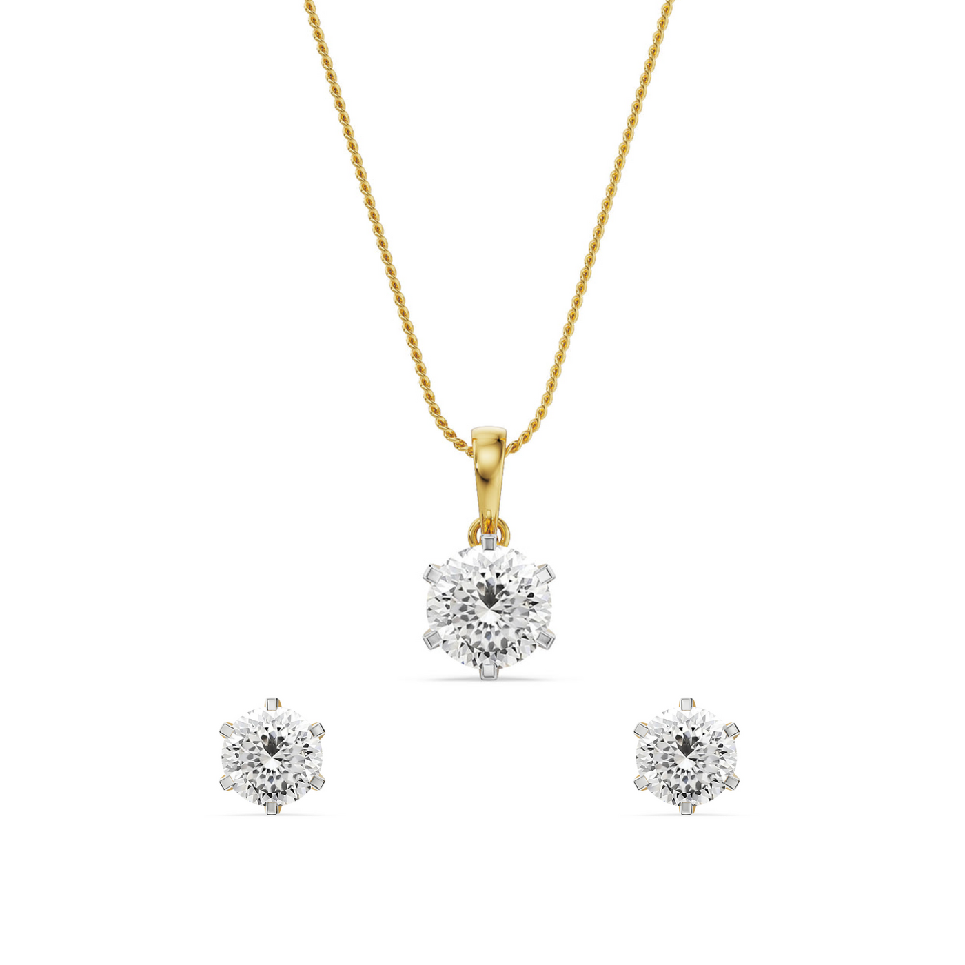 Portuguese Cut Solitaire Lab Grown Diamond Pendant Set 9KT