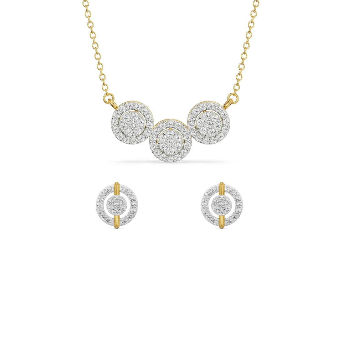 Halo Round Lab Diamond Necklace Set - front view