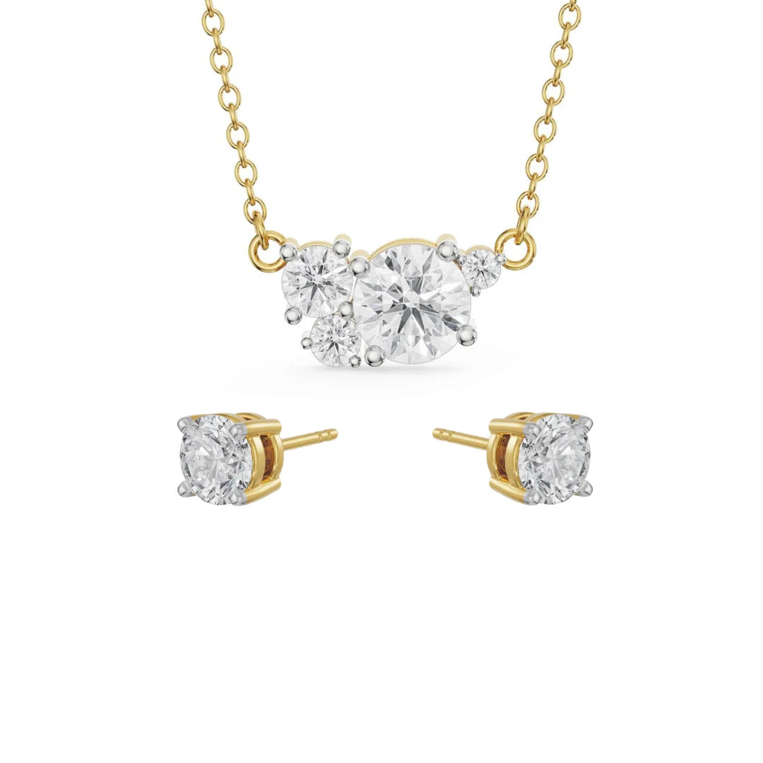 Faiza Solitaire Lab Diamond Necklace Set 9KT