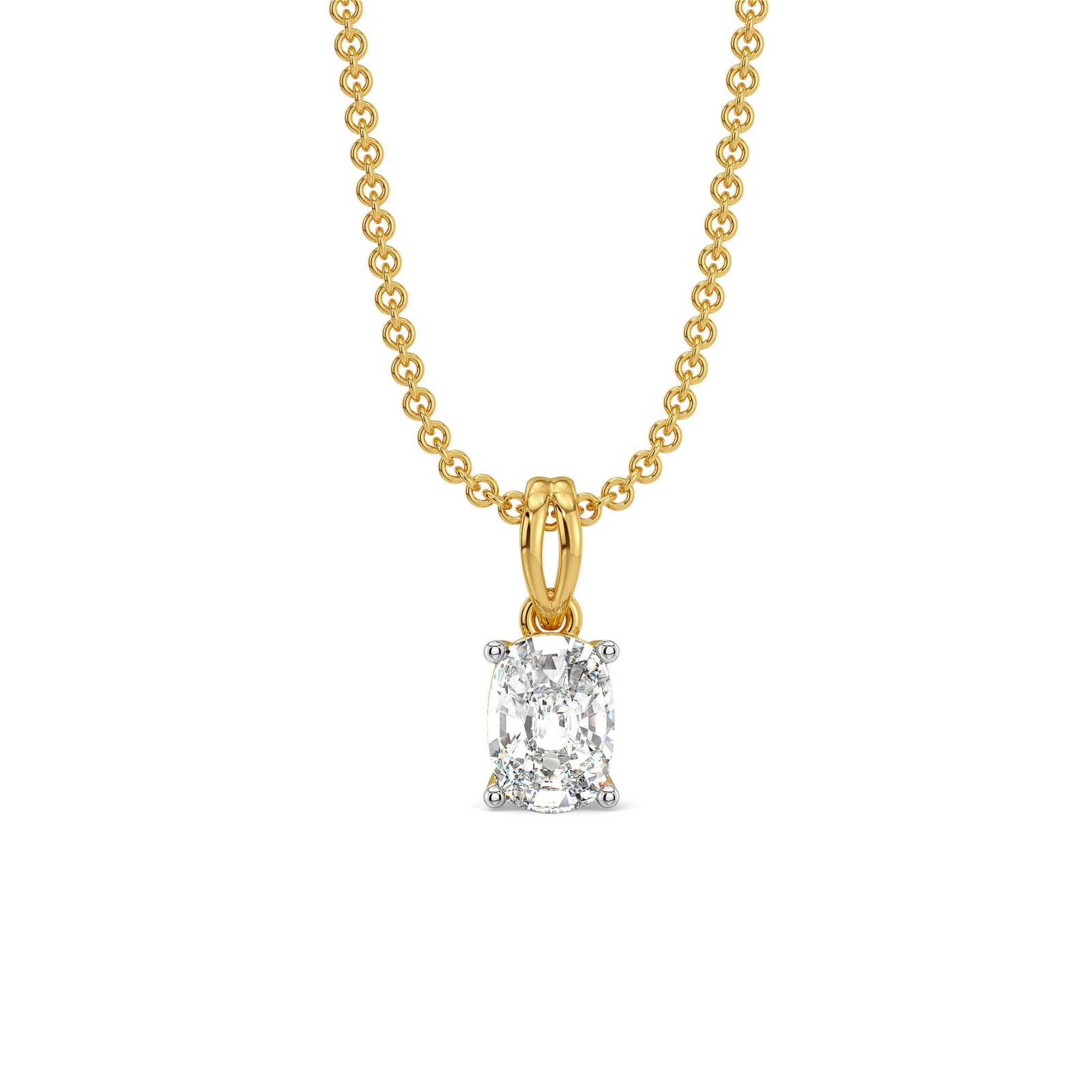 0.5 CT Cushion Lab Grown Diamond Solitaire Pendant - front view
