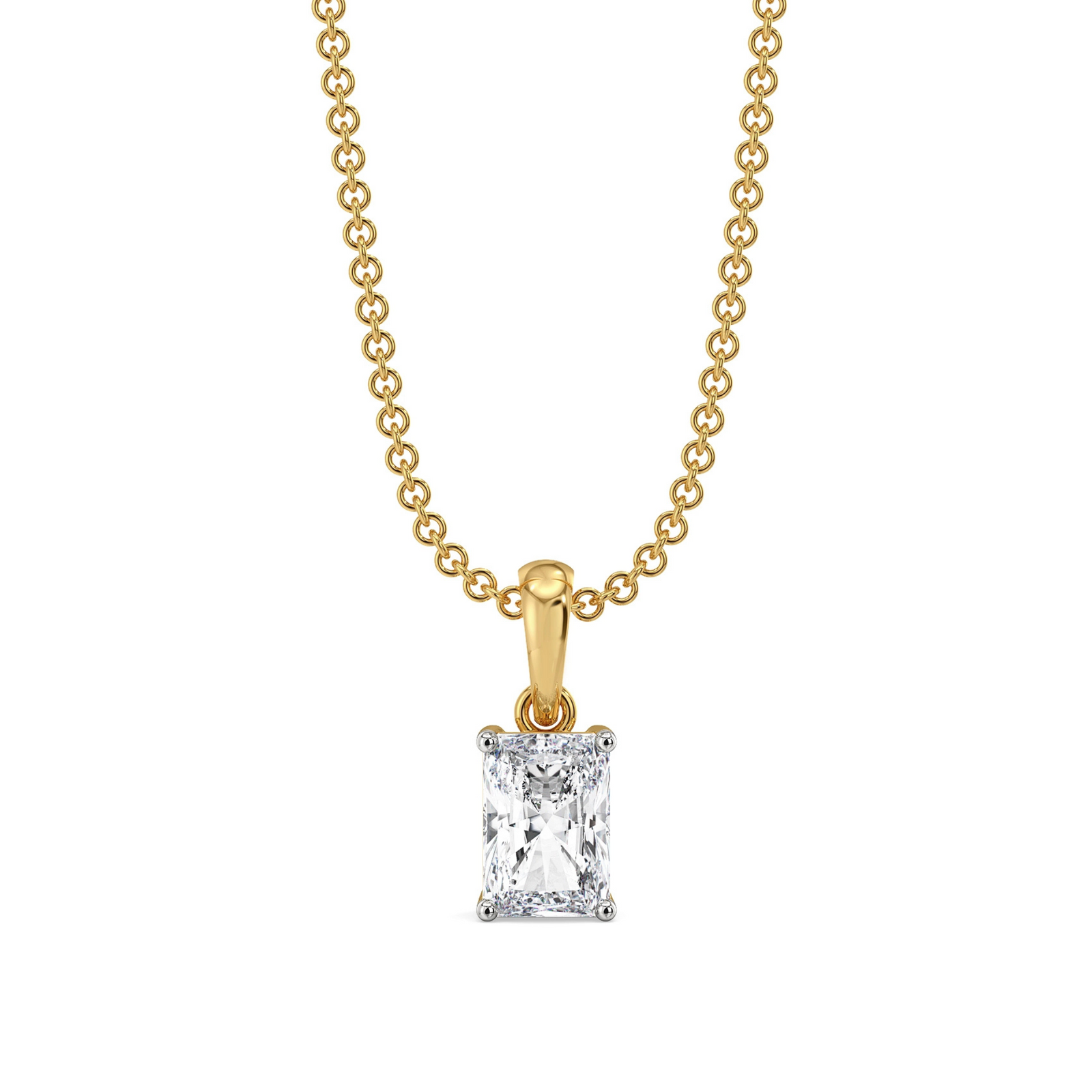 1.5 CT Radiant Lab Grown Diamond Solitaire Pendant - front view