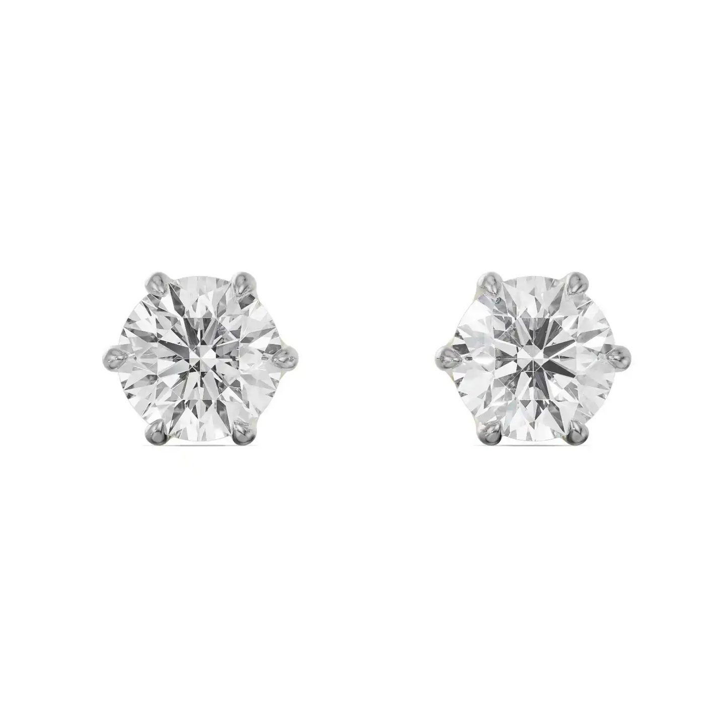 Six Prong 3 CT Lab Grown Diamond Studs