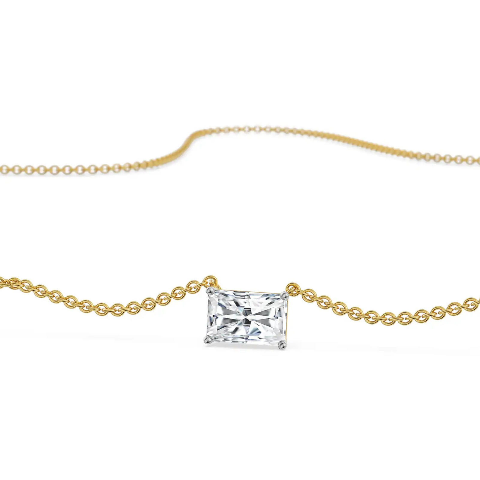 2 CT Radiant Lab Grown Diamond Necklace - perspective view