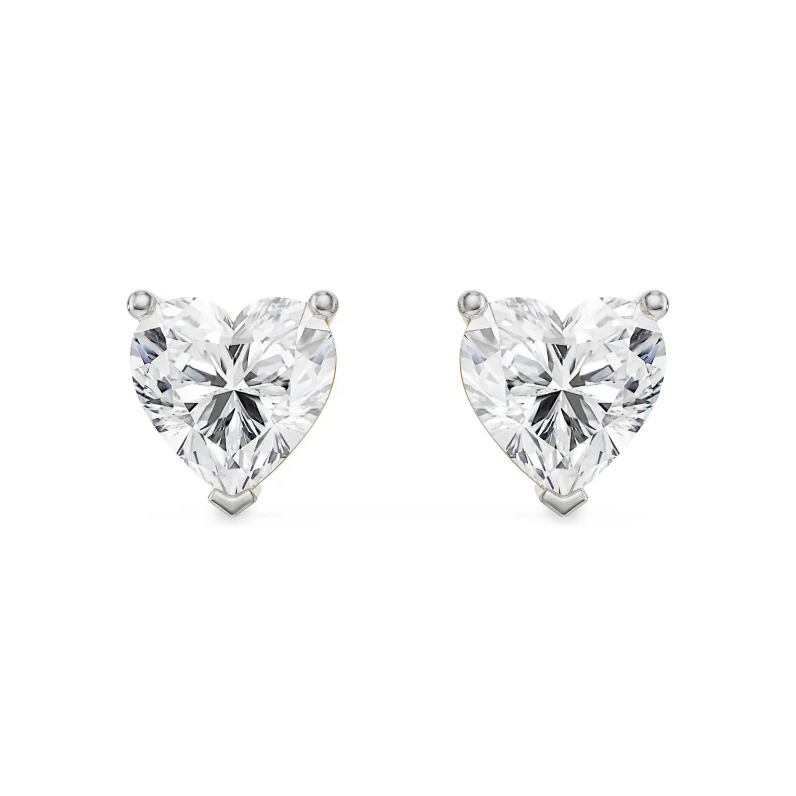 2 CT Sweetheart Lab Grown Diamond Studs - front view