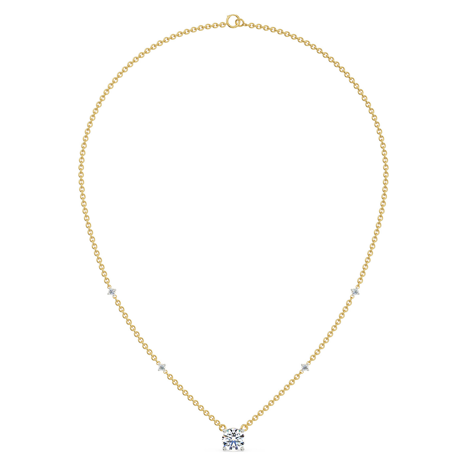 1 CT Solitaire Lab Grown Diamond Necklace - top view