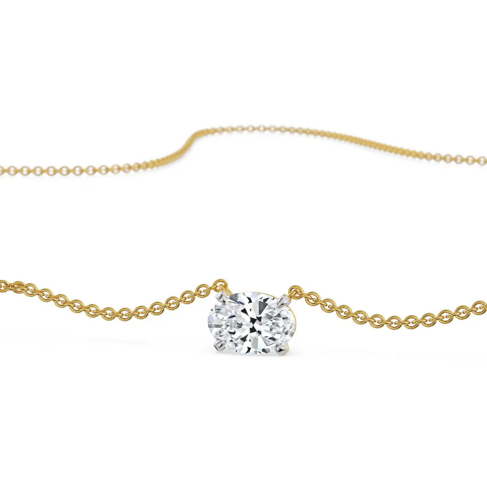 2 CT Oval Lab Grown Diamond Necklace - perspective view