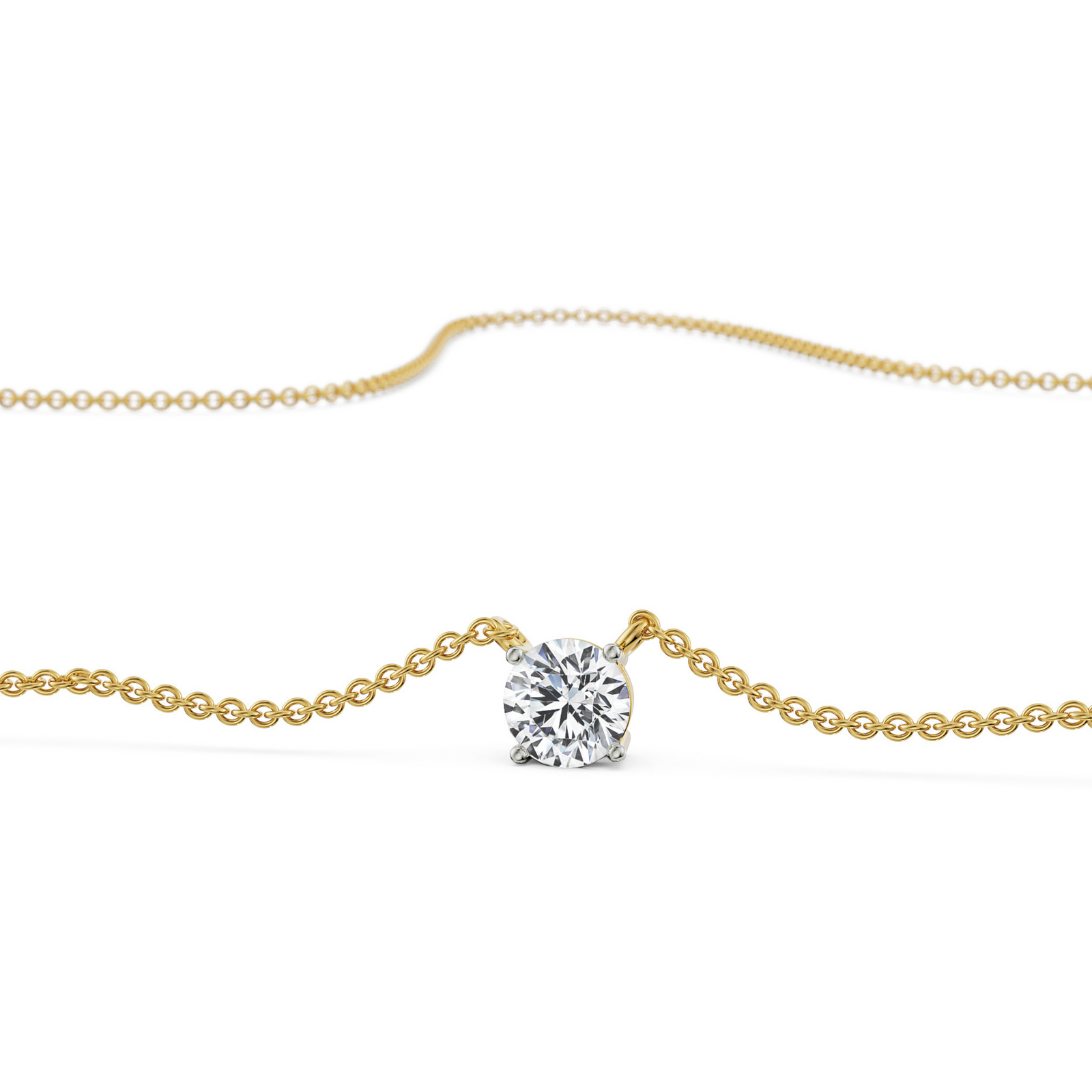 1 CT Lab Grown Diamond Solitaire Necklace - perspective view