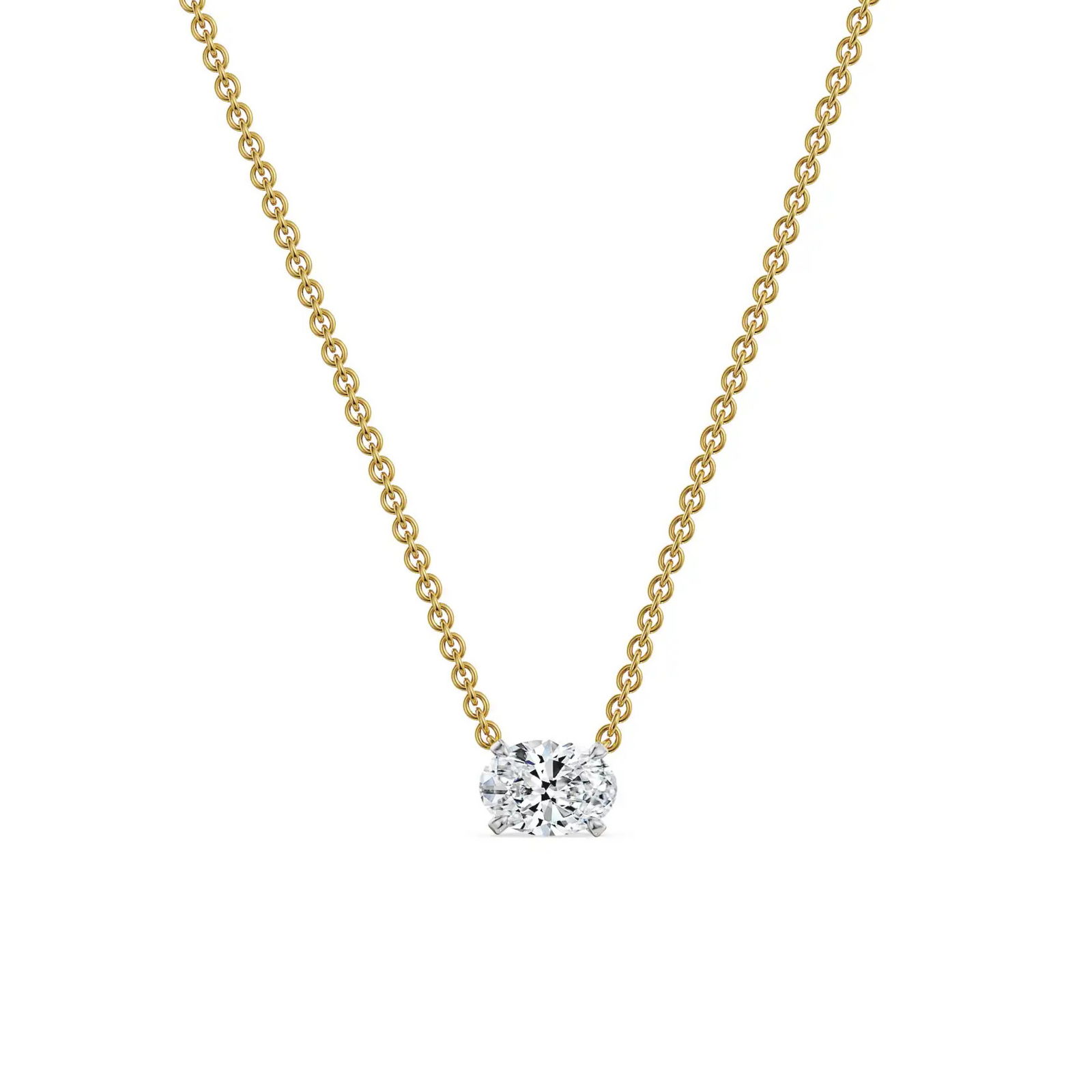 2 CT Oval Lab Grown Diamond Necklace - front view