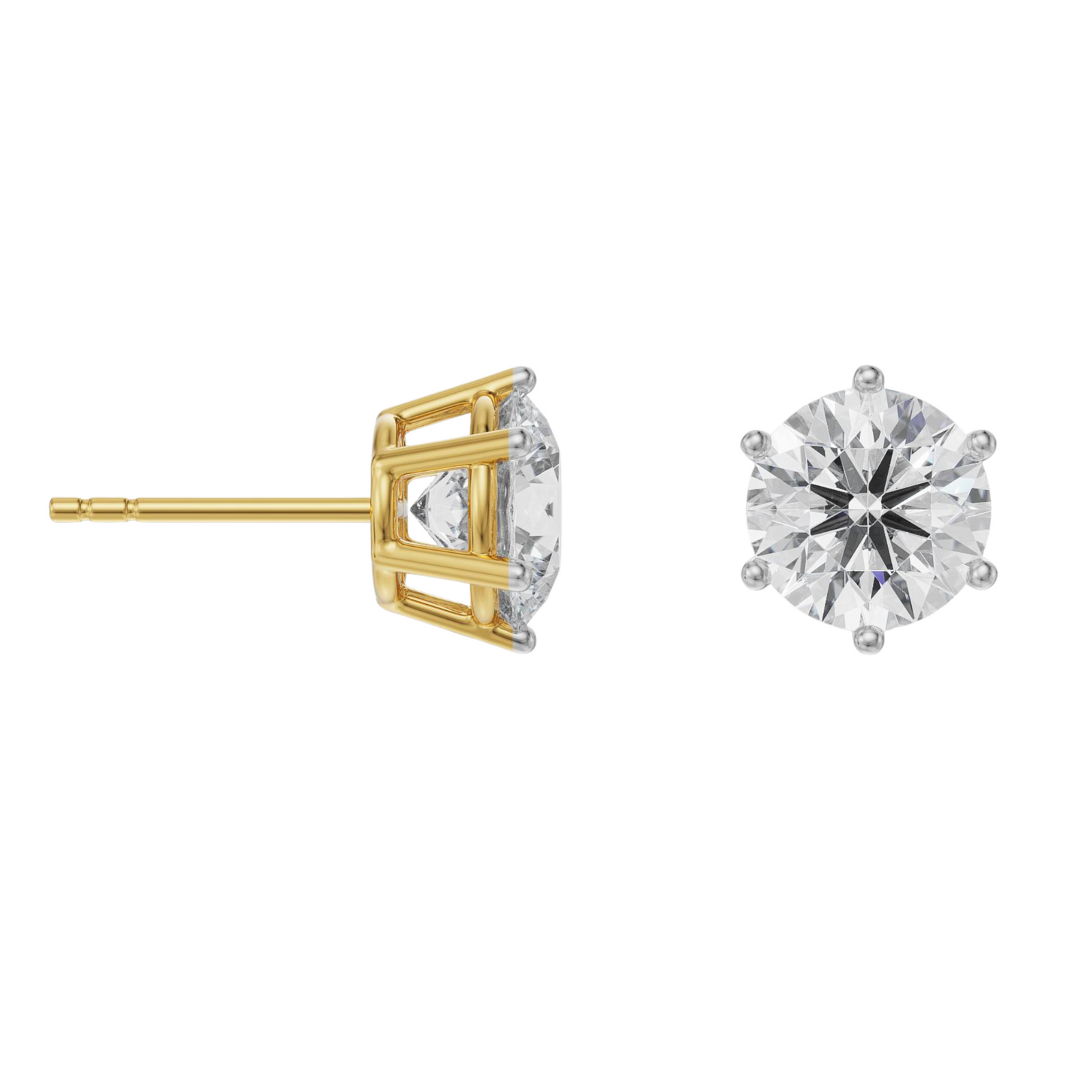 3 CT Versatile Lab Grown Diamond Solitaire Studs - perspective view