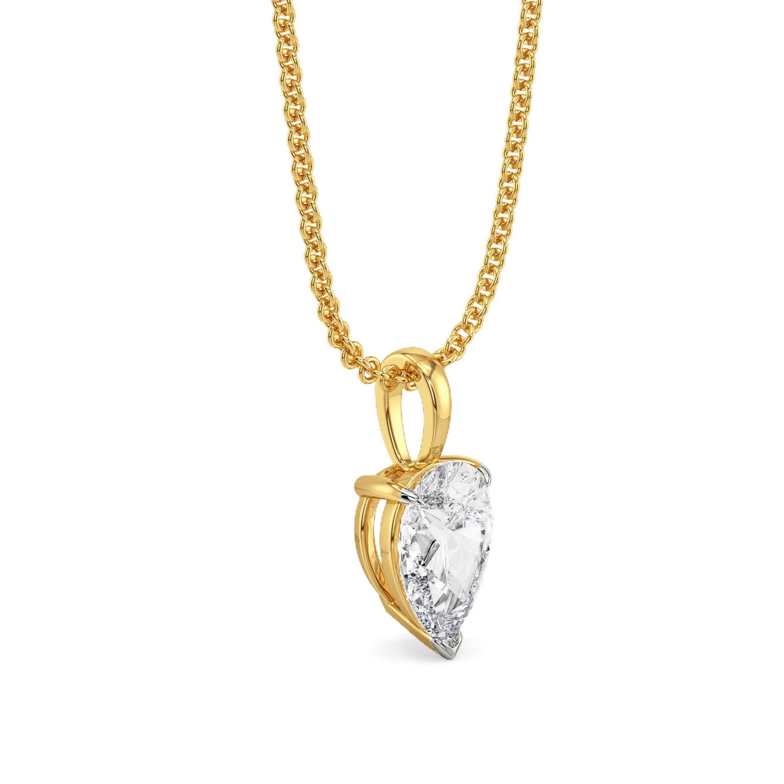 2 CT Dew Drop Lab Grown Diamond Solitaire Pendant - side view