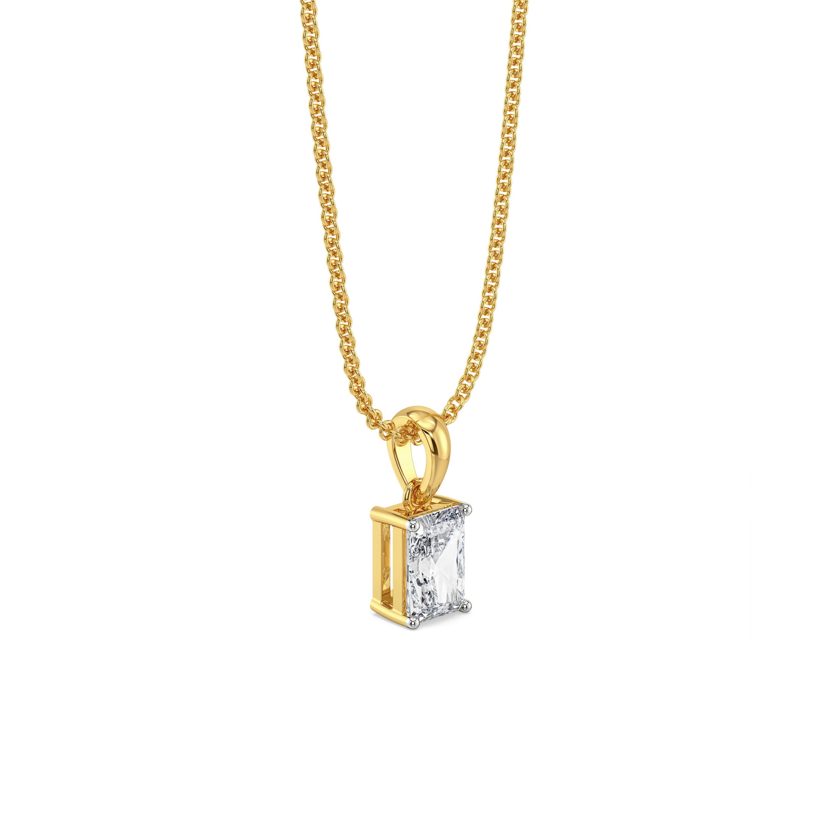 0.5 CT Radiant Lab Grown Diamond Soliratire Pendant - side view