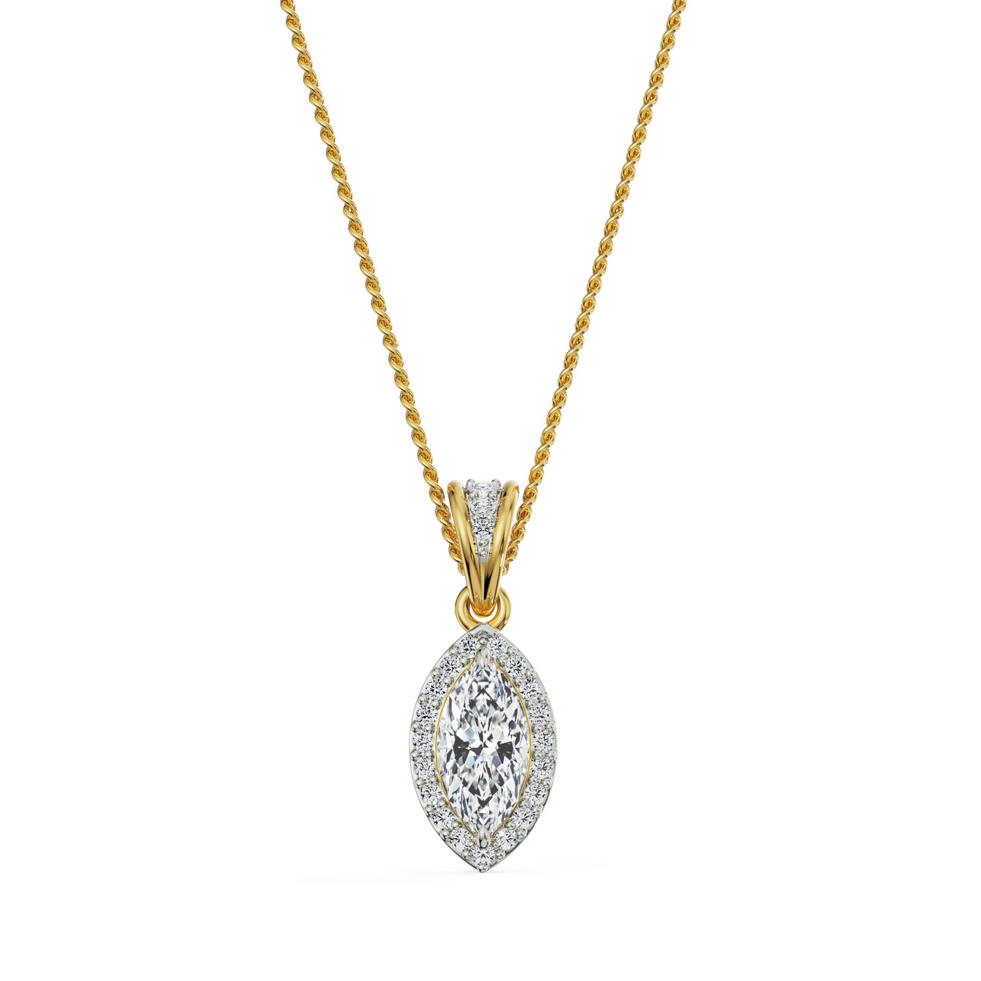 1 CT Marquise Halo Lab Diamond Pendant 9KT