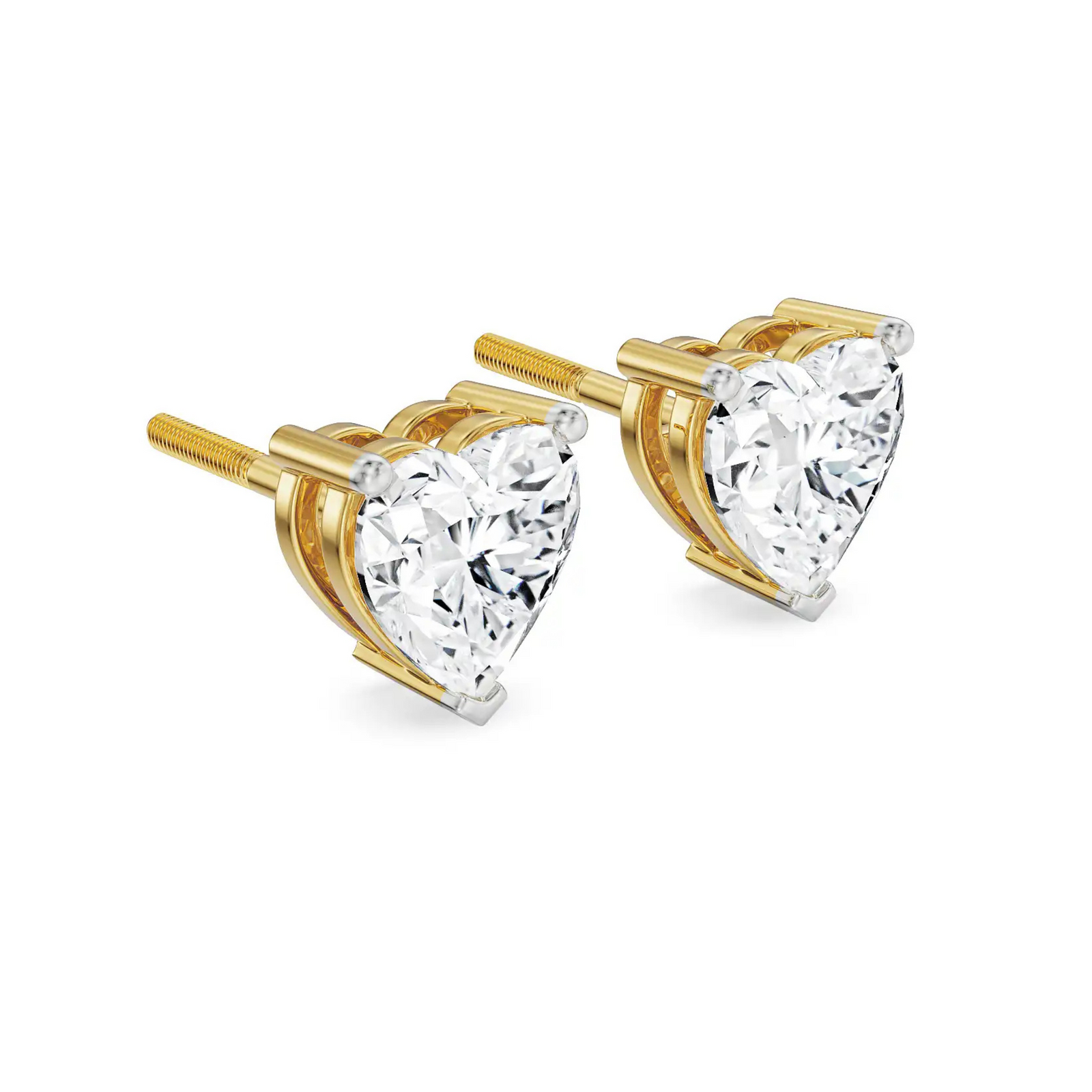 2 CT Sweetheart Lab Grown Diamond Studs - side 