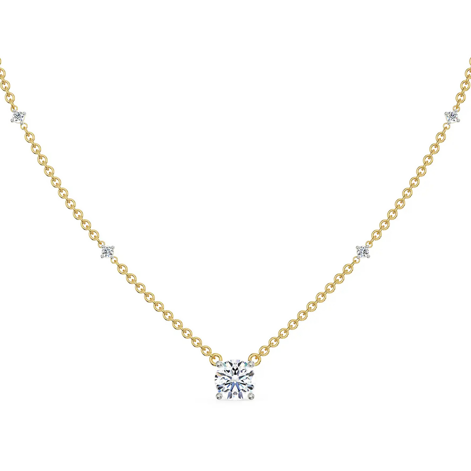 1 CT Solitaire Lab Grown Diamond Necklace - front view