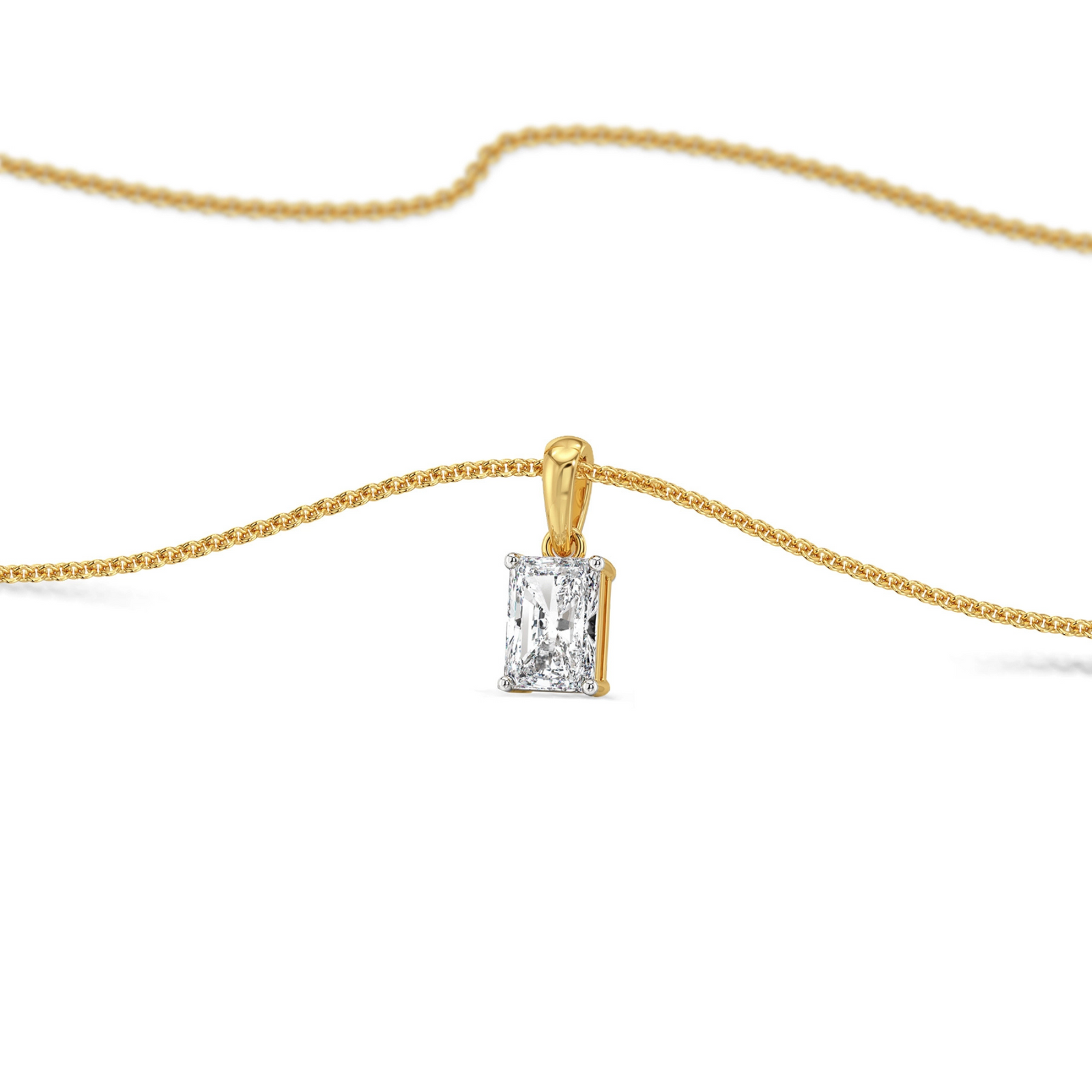 0.5 CT Radiant Lab Grown Diamond Soliratire Pendant - perspective view