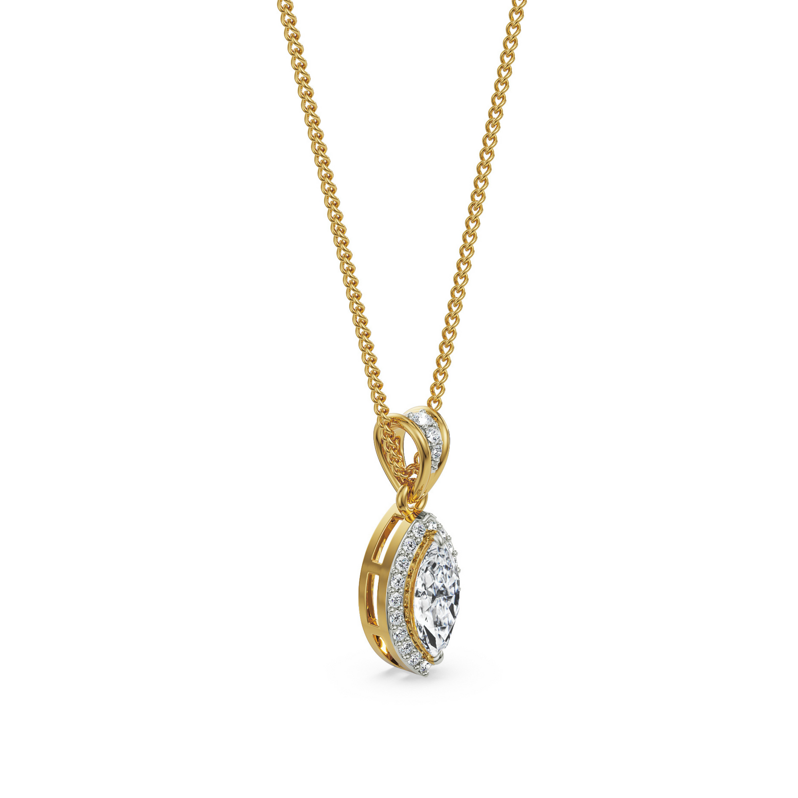 1 CT Marquise Halo Lab Diamond Pendant - side view