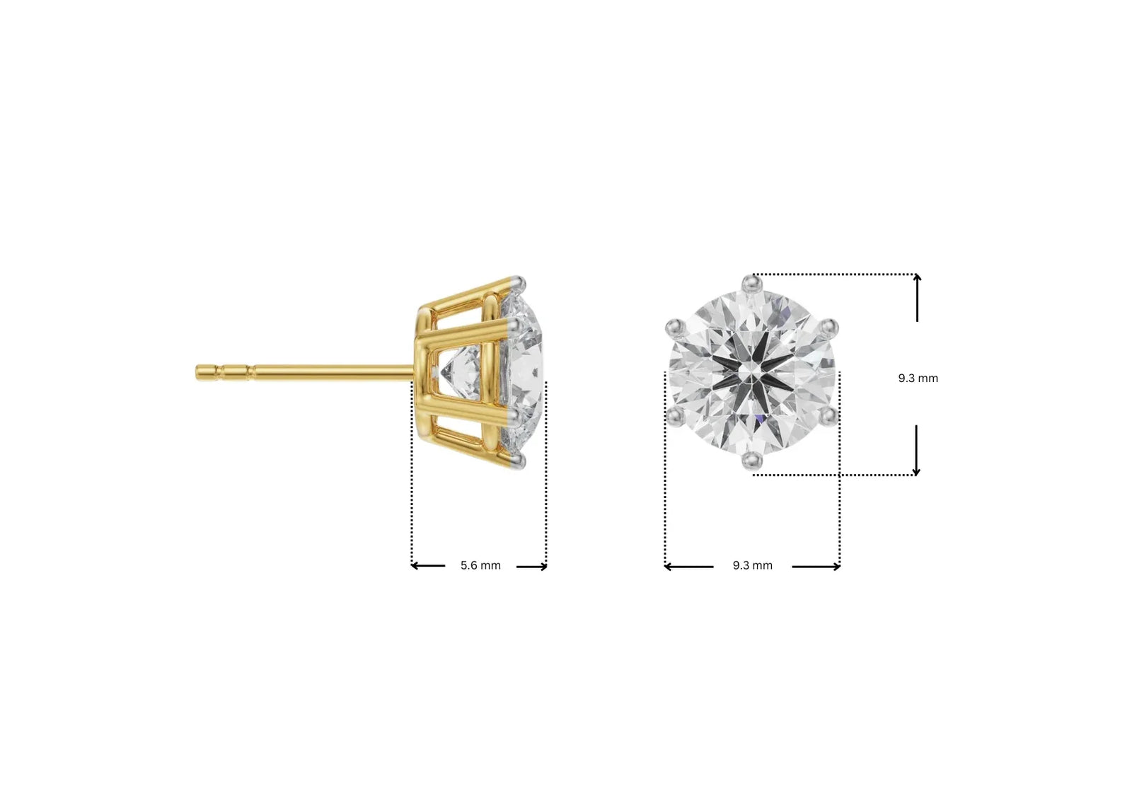 Dimension Guide for 1.5 CT Versatile Lab Grown Diamond Solitaire Studs